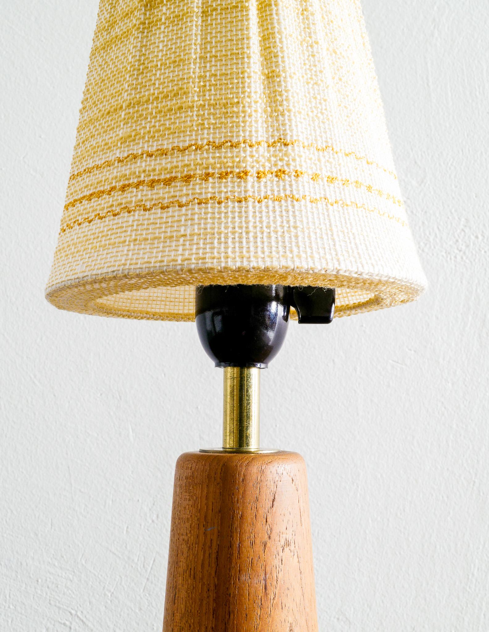 Finnish Mid Century Wooden Teak Table Lamp in Style Lisa Papé Johansson, 1970s In Good Condition For Sale In Stockholm, SE