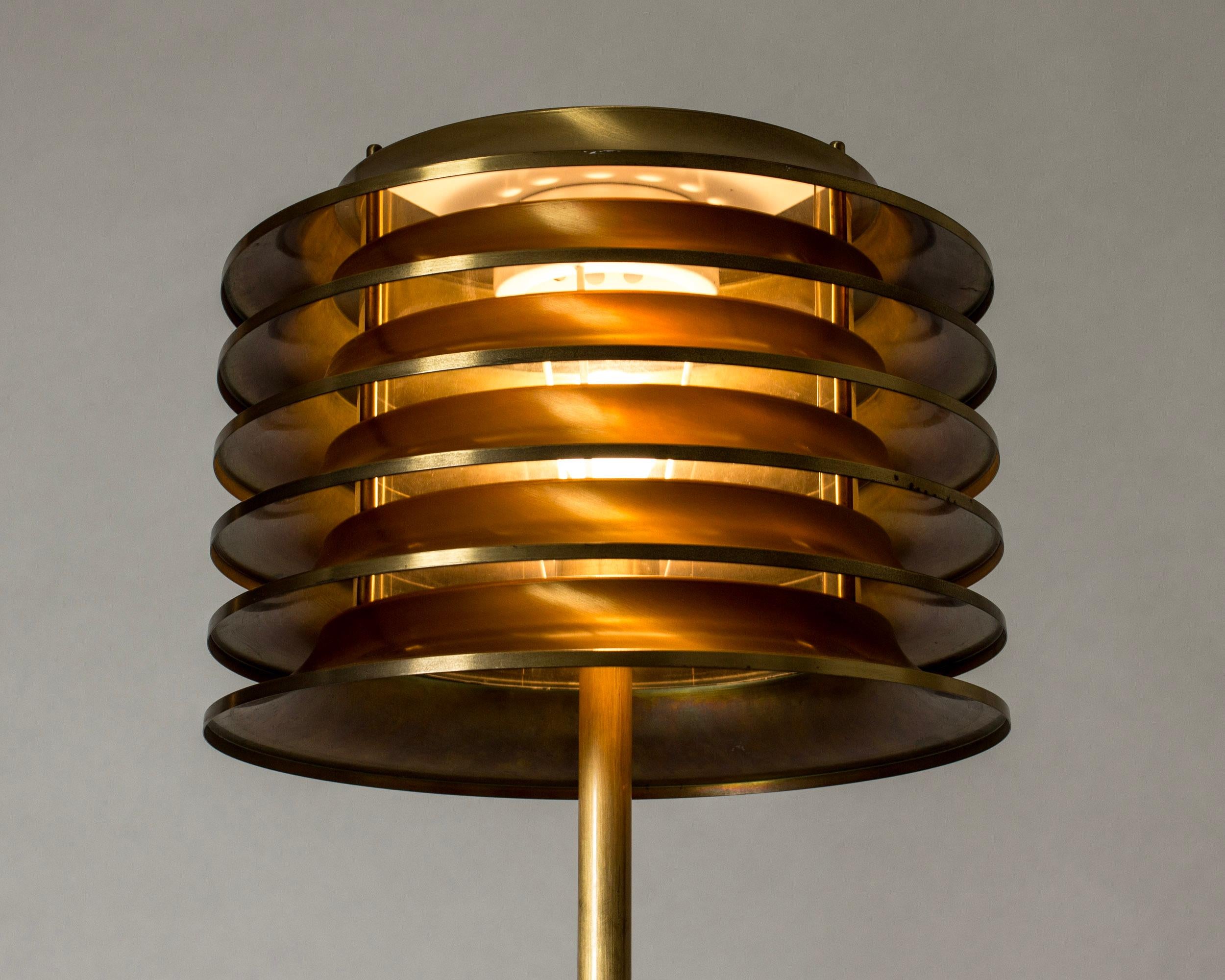 Scandinavian Modern Finnish Midcentury Modern Brass Floor Lamp by Kai Ruokonen for Orno, 1970s For Sale
