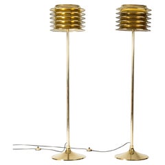 Finnish Midcentury Modern Brass Floor Lamps by Kai Ruokonen for Orno, 1970s