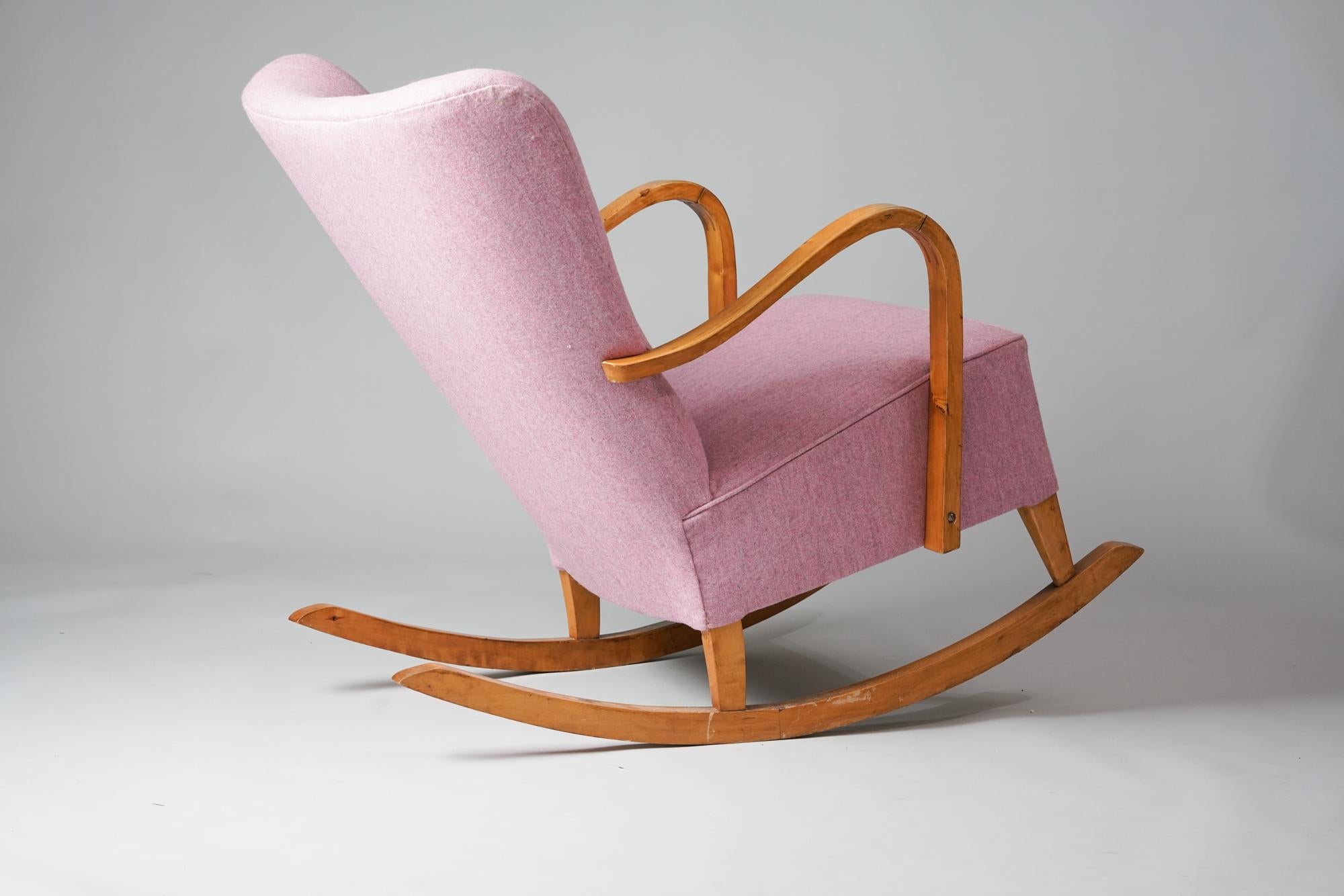 Fabric Finnish Model K Rocking Chair, 1950s 