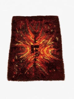 Finnish Modern Rya Rug “Tulikukka” by Satu Peura, c.1960’s
