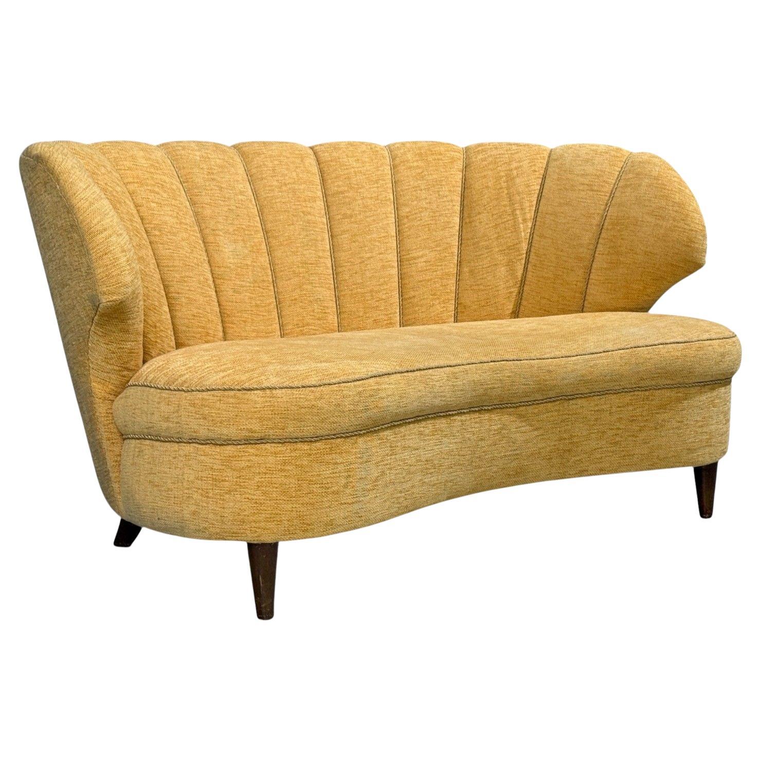 Finnish Modern, Settee or Sofa, Fabric, Wood, Finland, 1940s