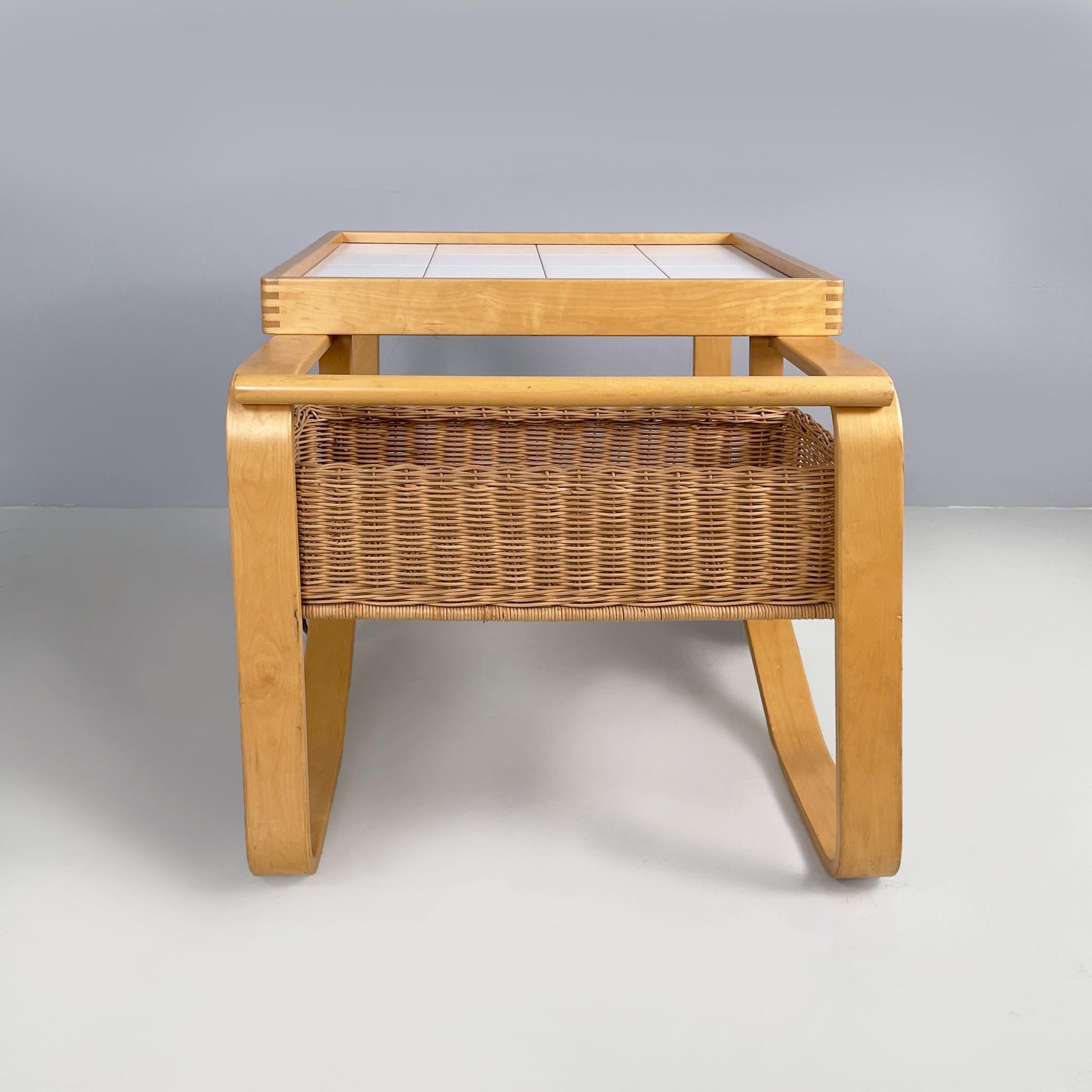 Finnish modern wood, wicker Cart Tea Trolley 900 by Alvar AAlto for Artek, 1970s For Sale 1