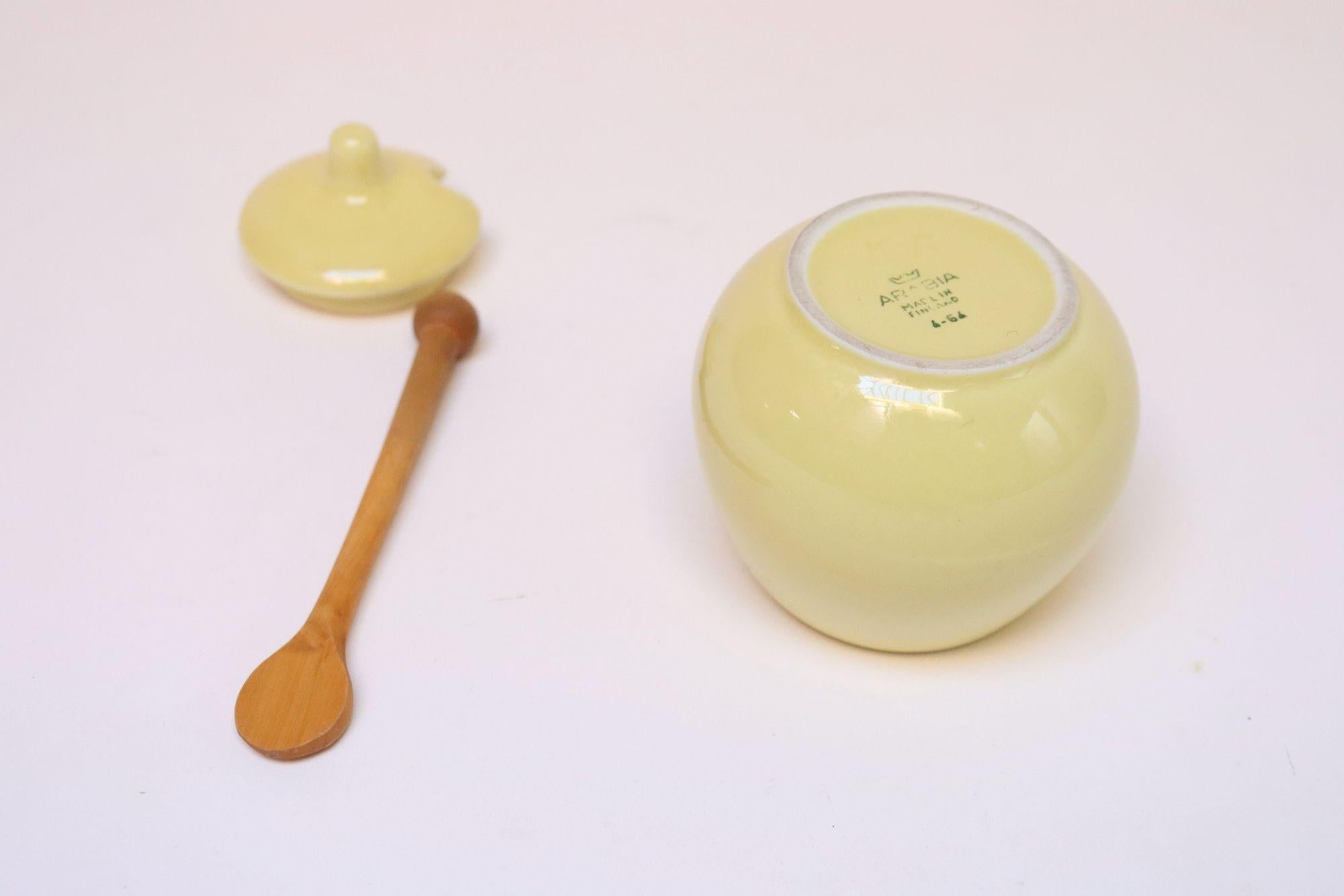Pot à moutarde / pot à miel moderne finlandais en céramique jaune par Kaj Franck pour Arabia en vente 2