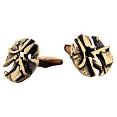 Finnish Modernist Bronze Cufflinks by Jorma Laine for Turun Hopea, 1970s