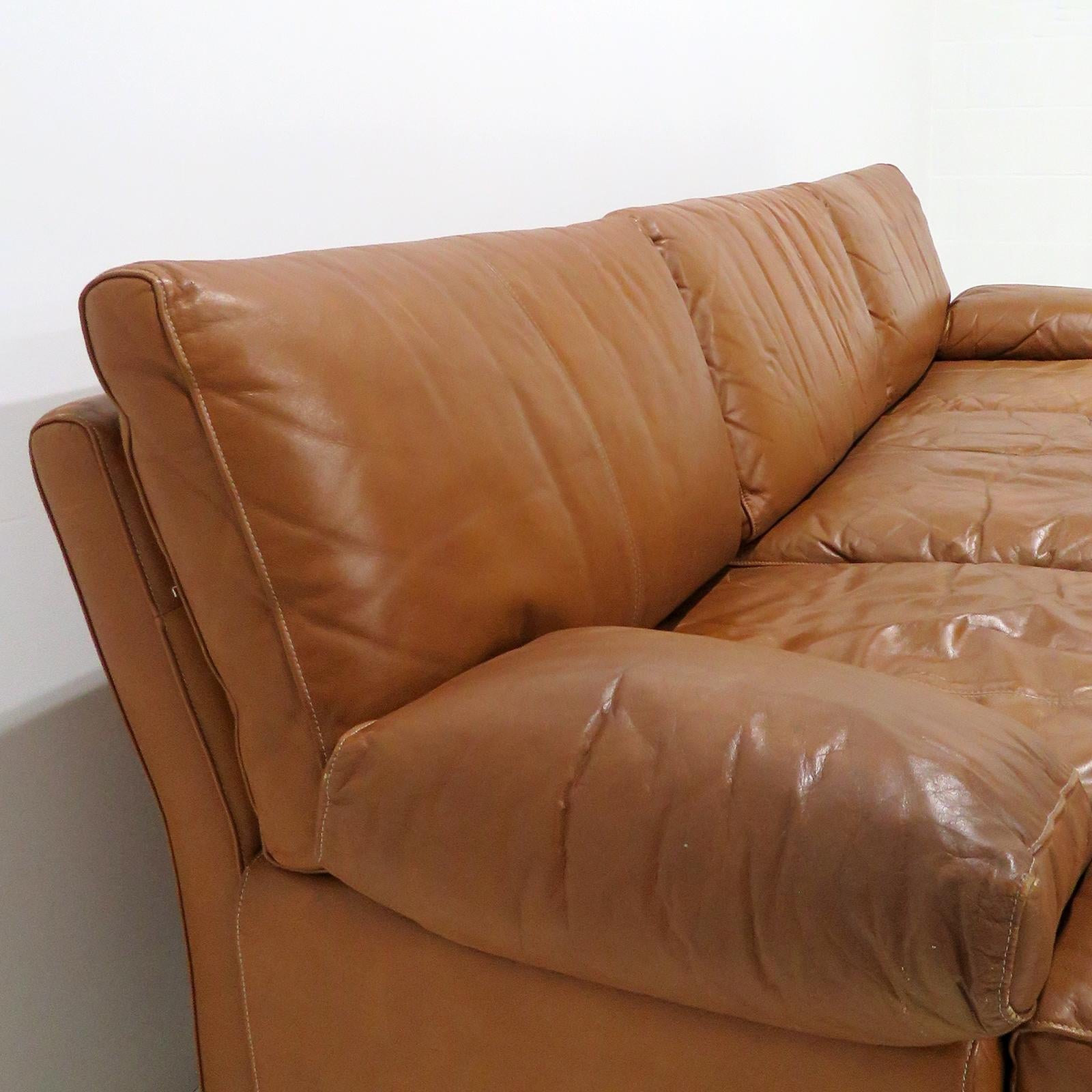 Finnish Modular Leather Sofa by BJ Dahlquist, 1970 For Sale 3