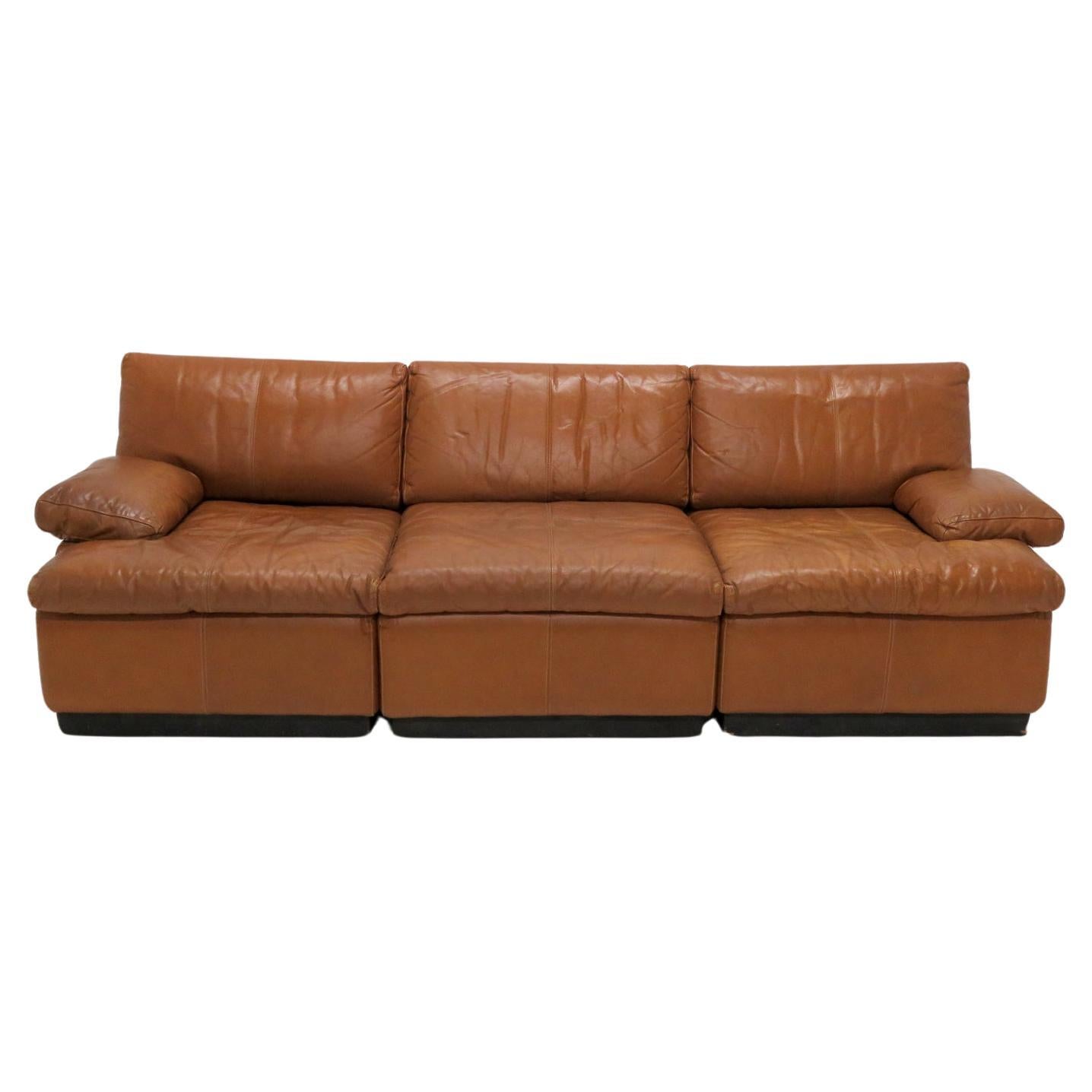 Finnish Modular Leather Sofa by BJ Dahlquist, 1970 For Sale