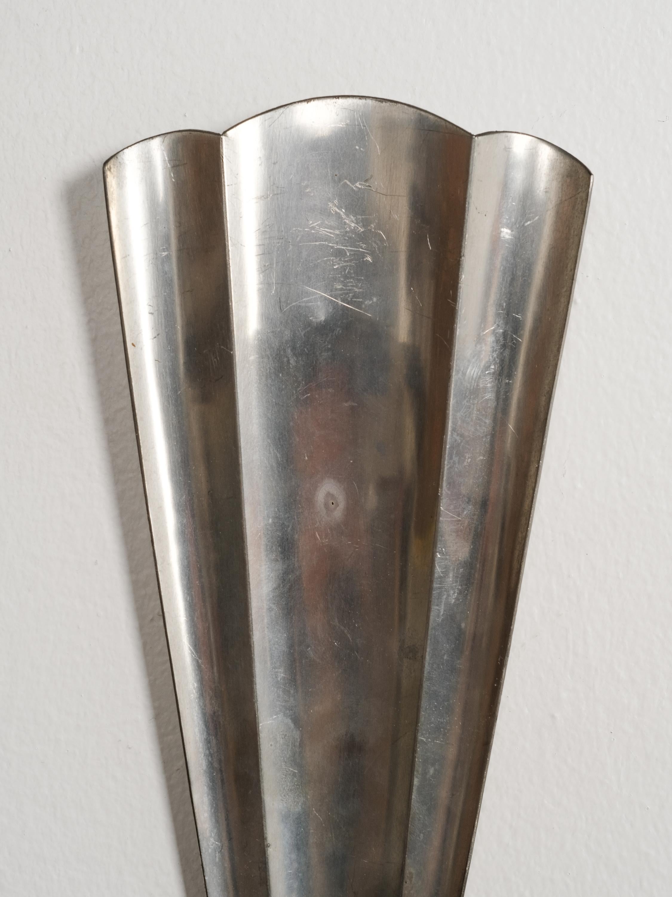 Finnish Pewter Wall Candle Sconces, A. Mykkänen Taidetakomo Oy, 1930s, Set of 4 For Sale 2