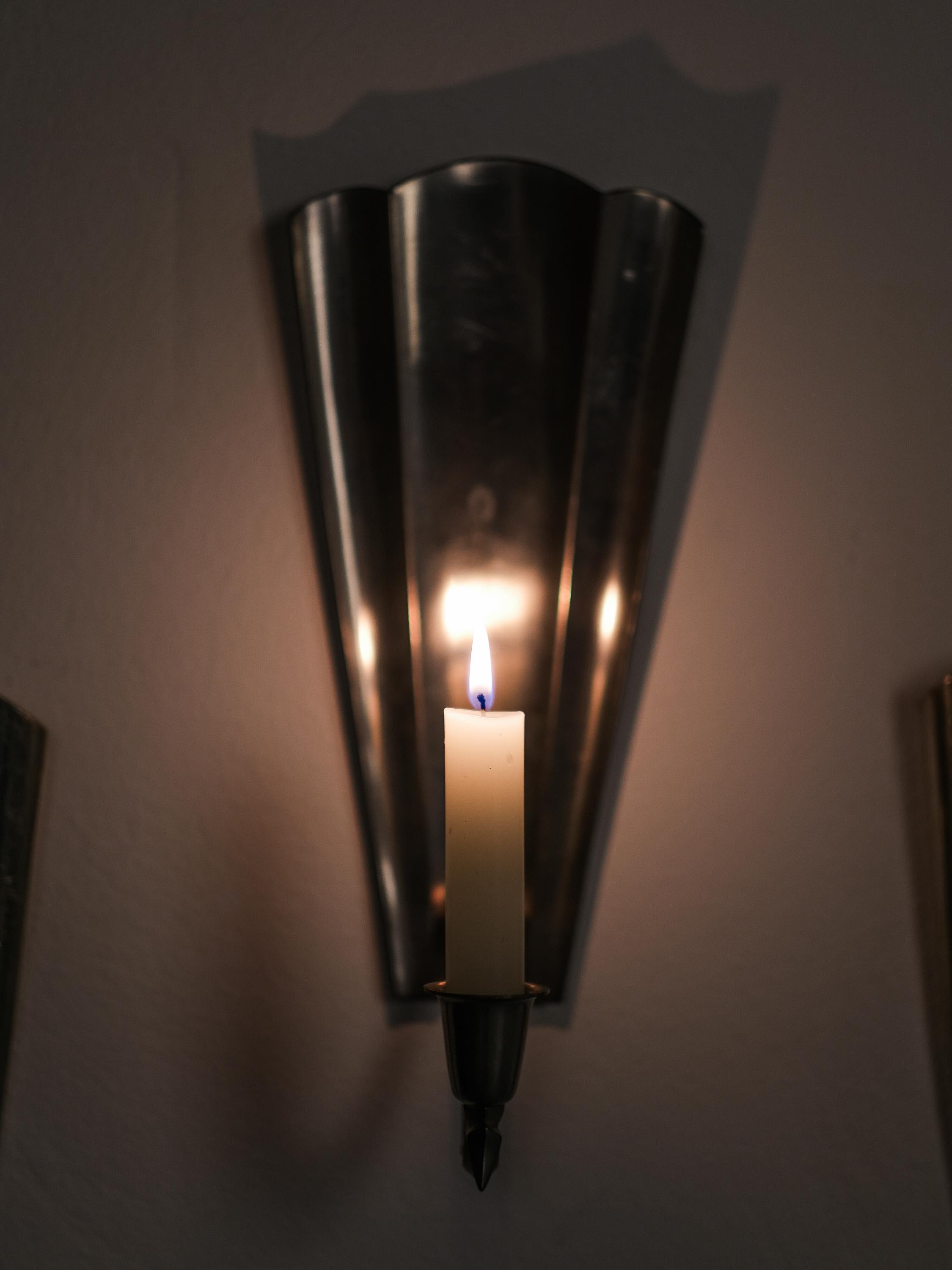 Finnish Pewter Wall Candle Sconces, A. Mykkänen Taidetakomo Oy, 1930s, Set of 4 For Sale 4