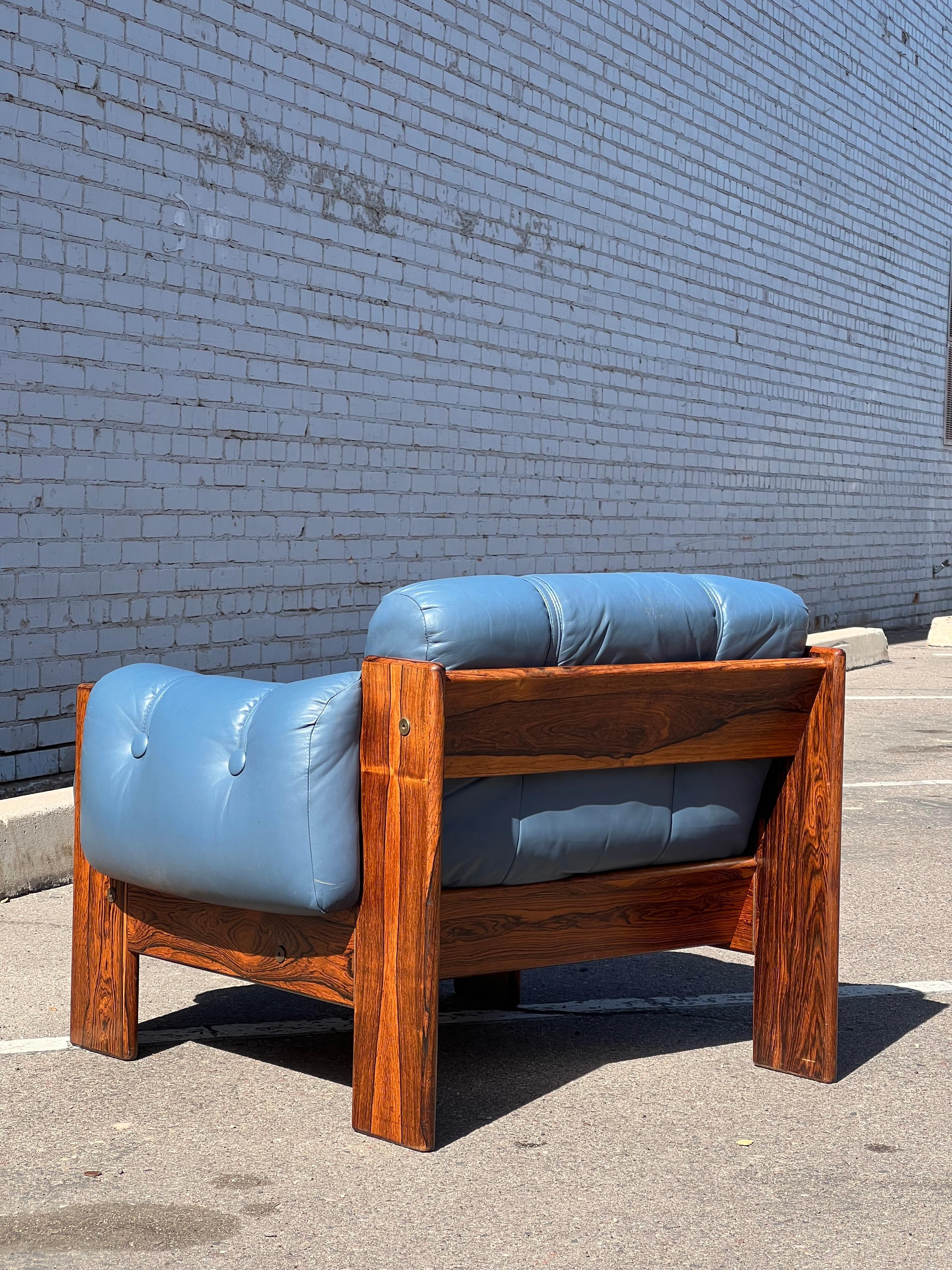 Finnish Rosewood and Leather Armchair by Kalustekiila, circa 1970s In Good Condition In Glendale, AZ