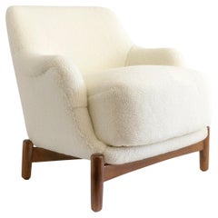 Finnish, Scandinavian Modern Mid-Century Faux Sheepskin Lounge Chair