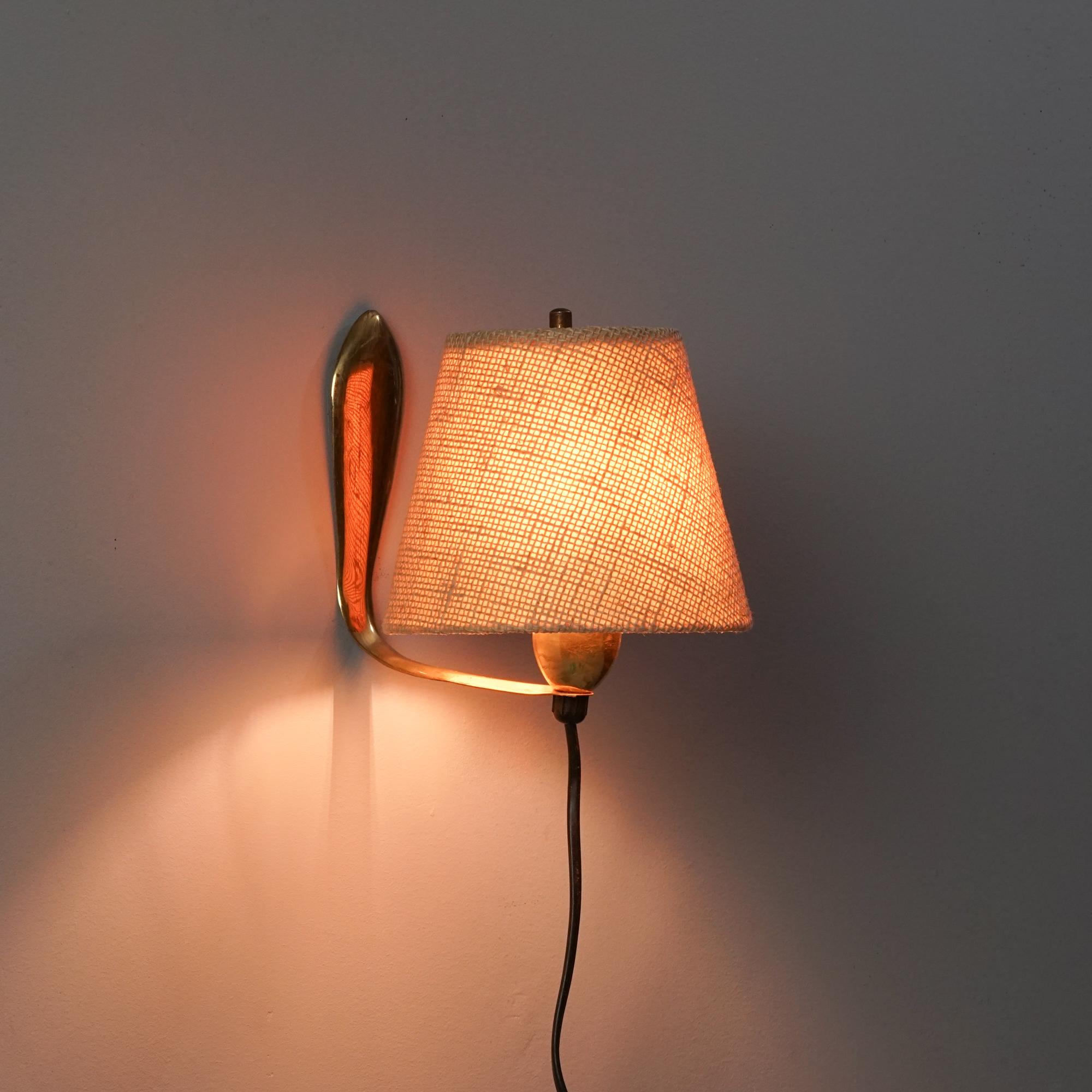 Brass Finnish Scandinavian Modern Wall Light, 1950s For Sale