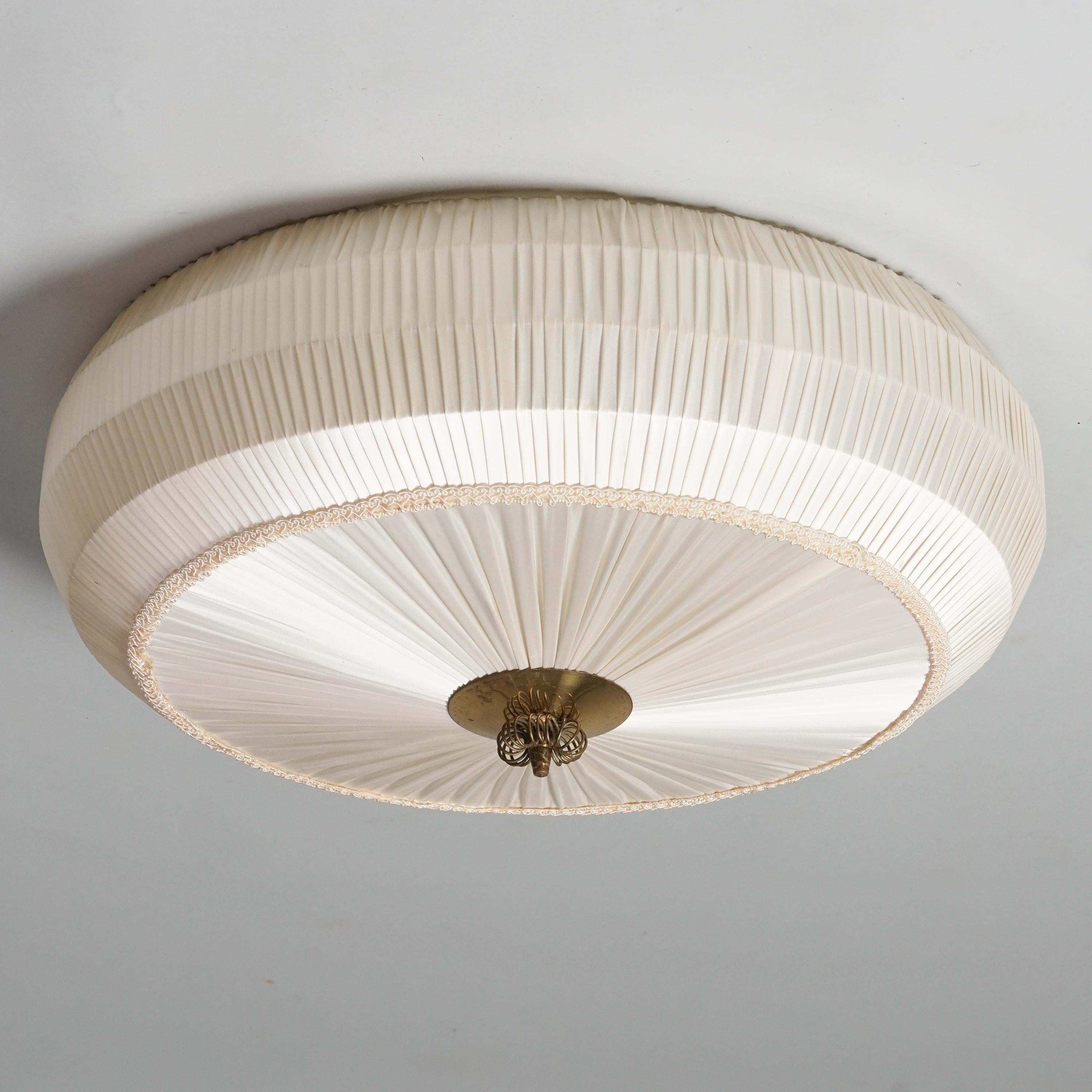 Scandinavian Modern Finnish Silk Flush Mount, 1950/1960s