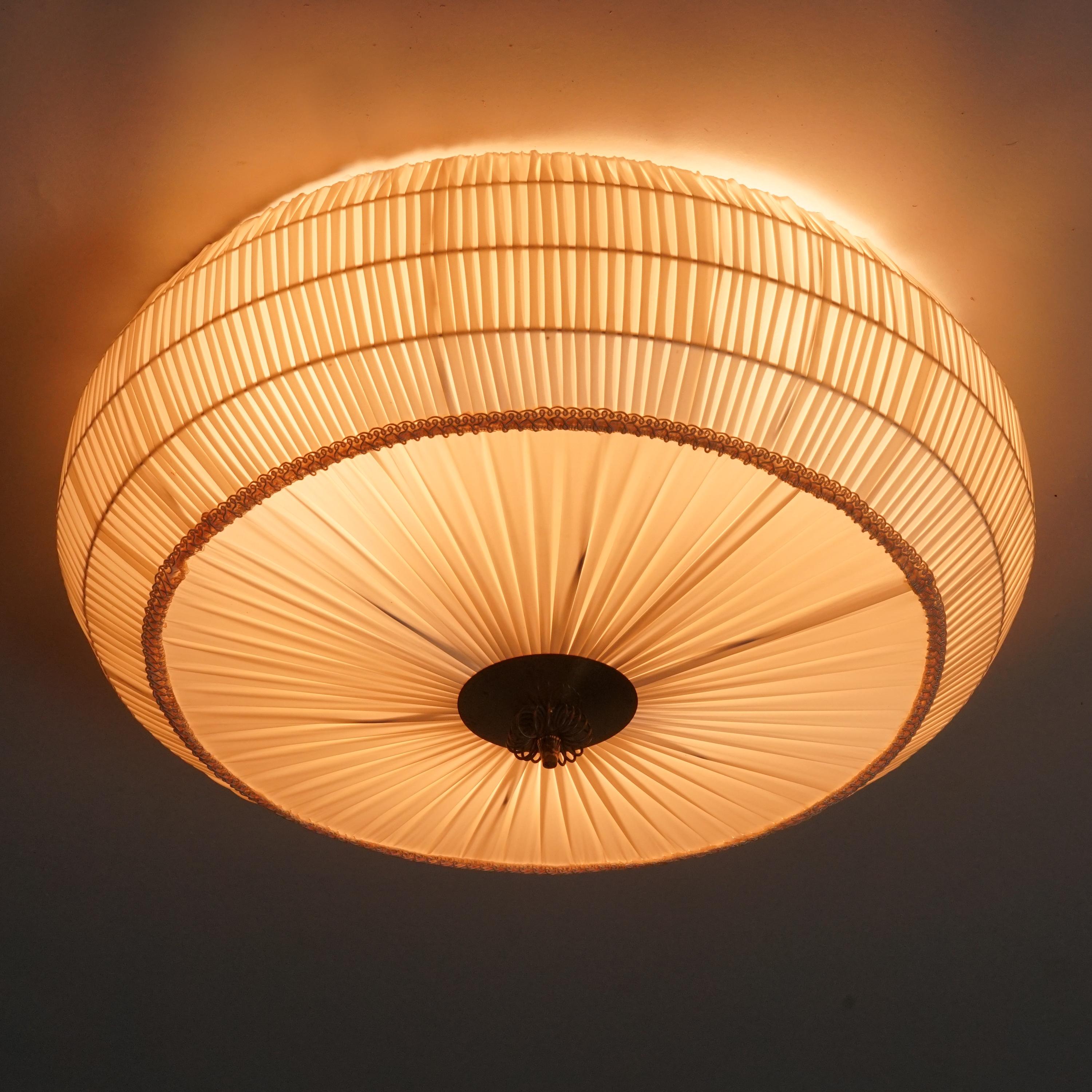 Finnish Silk Flush Mount, 1950/1960s In Good Condition In Helsinki, Uusimaa