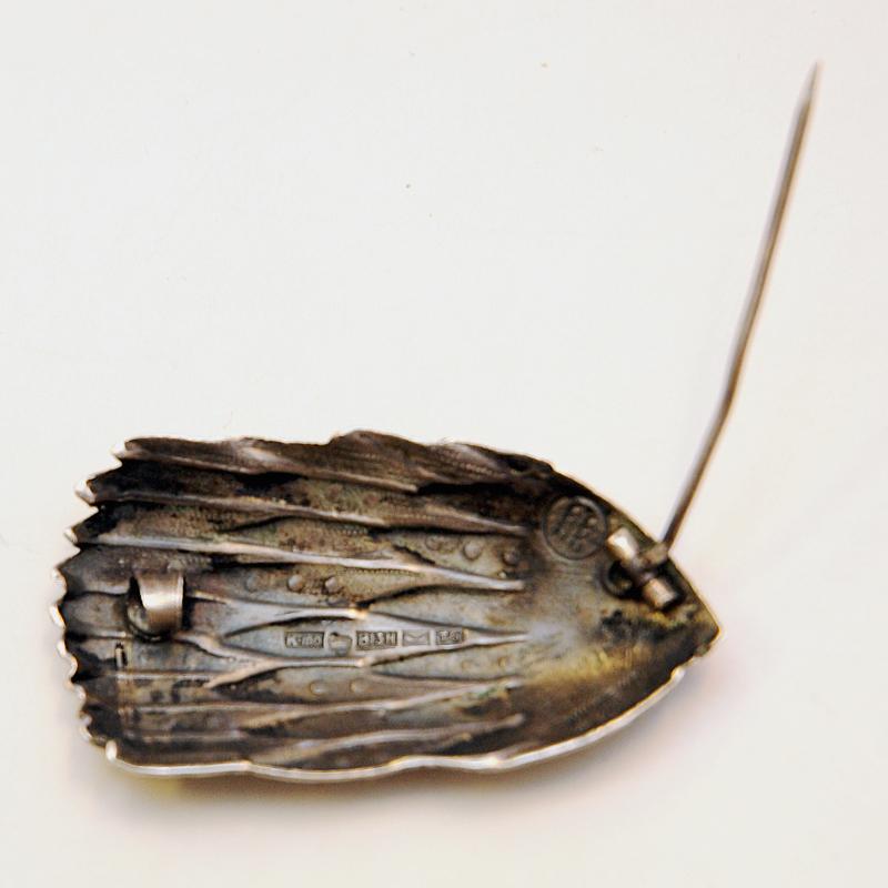 Finnish Silver hedgehog brooch by Kirsti Ilvessalo - Kalevala Koru 1940s In Good Condition In Stokholm, SE