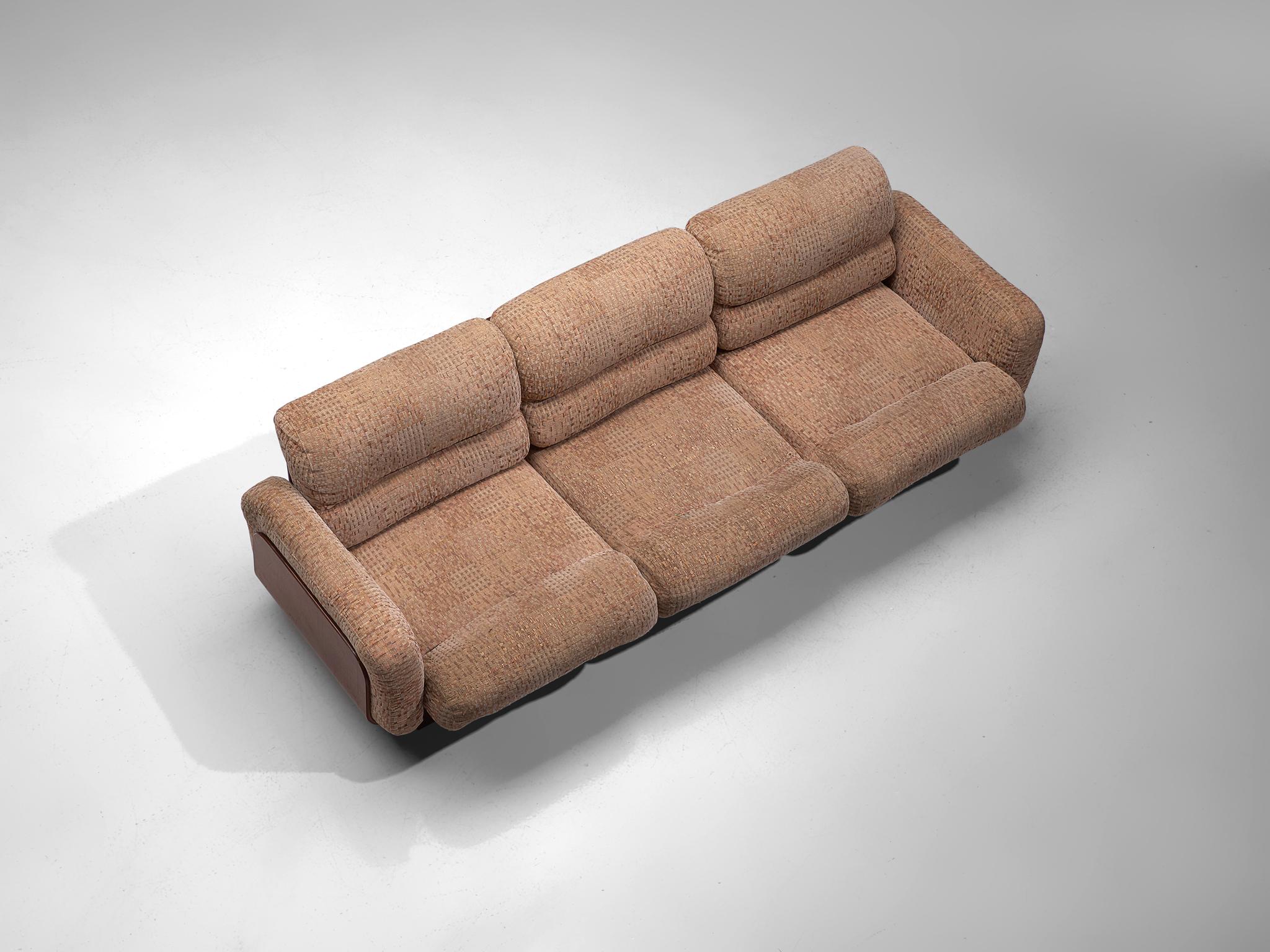 Mid-20th Century Finnish Sofa in Birch and Patterned Beige Upholstery  For Sale