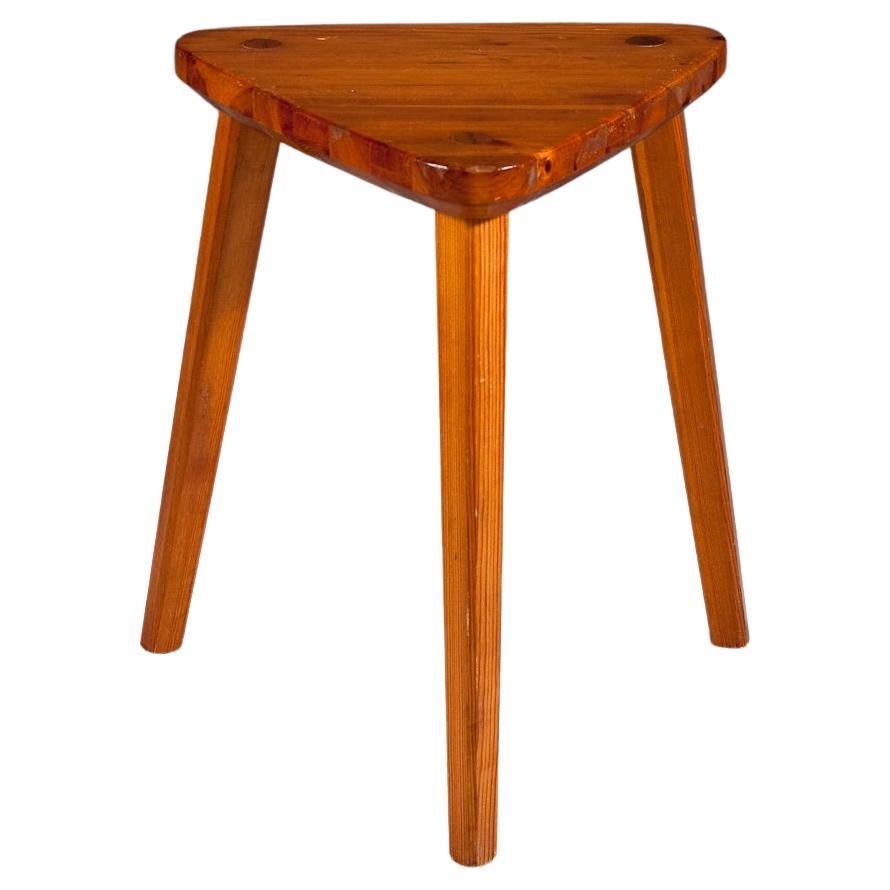 Finnish triangular pine wood stool, c. 1950's