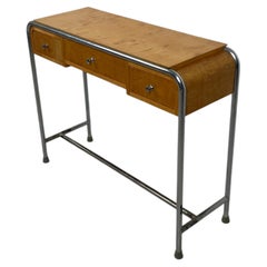 Finnish Tubular Chrome and Birch Console Table by Heteka, 1930s
