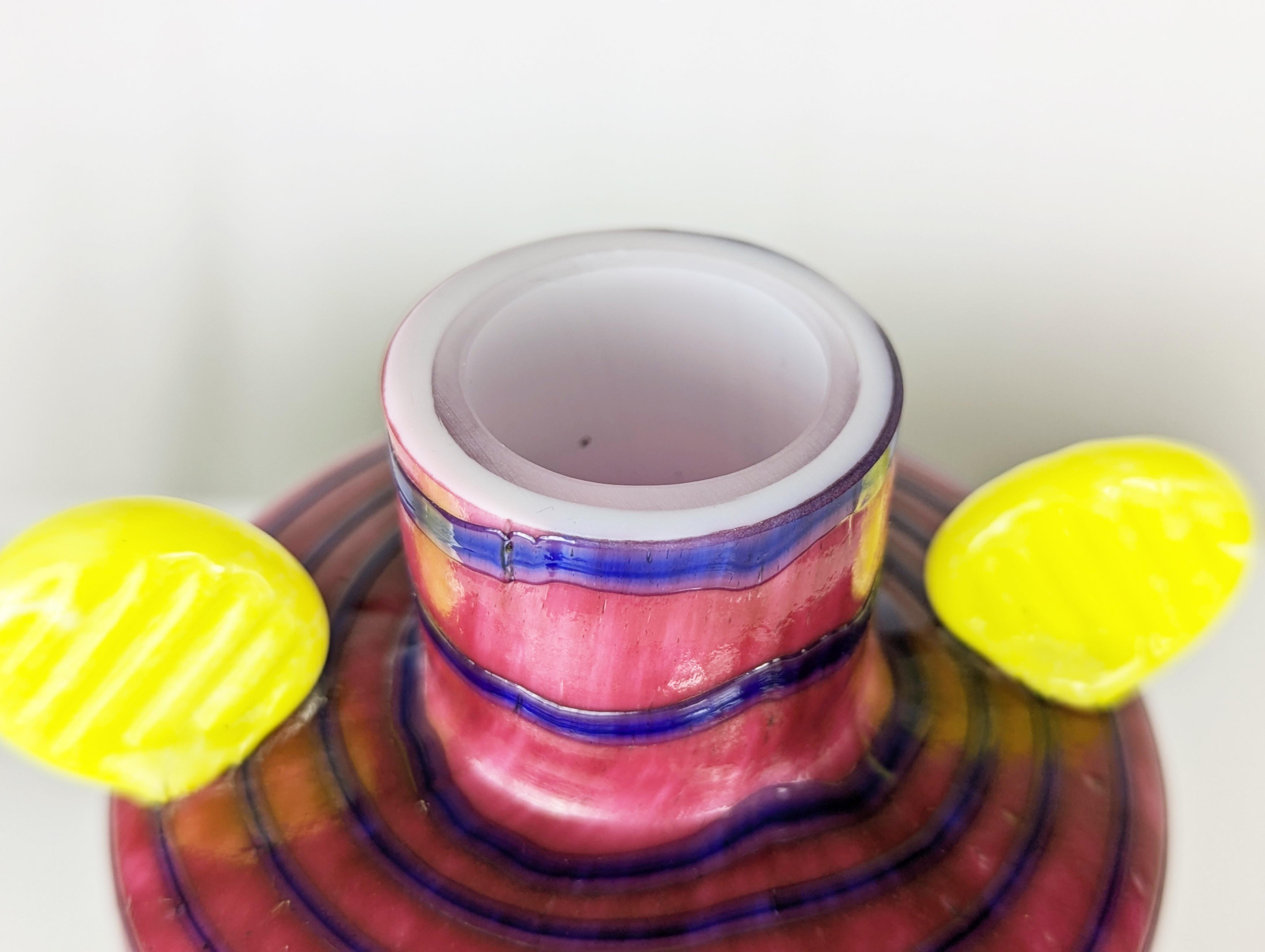 Fatto a mano Vaso in vetro finlandese giallo e viola 
