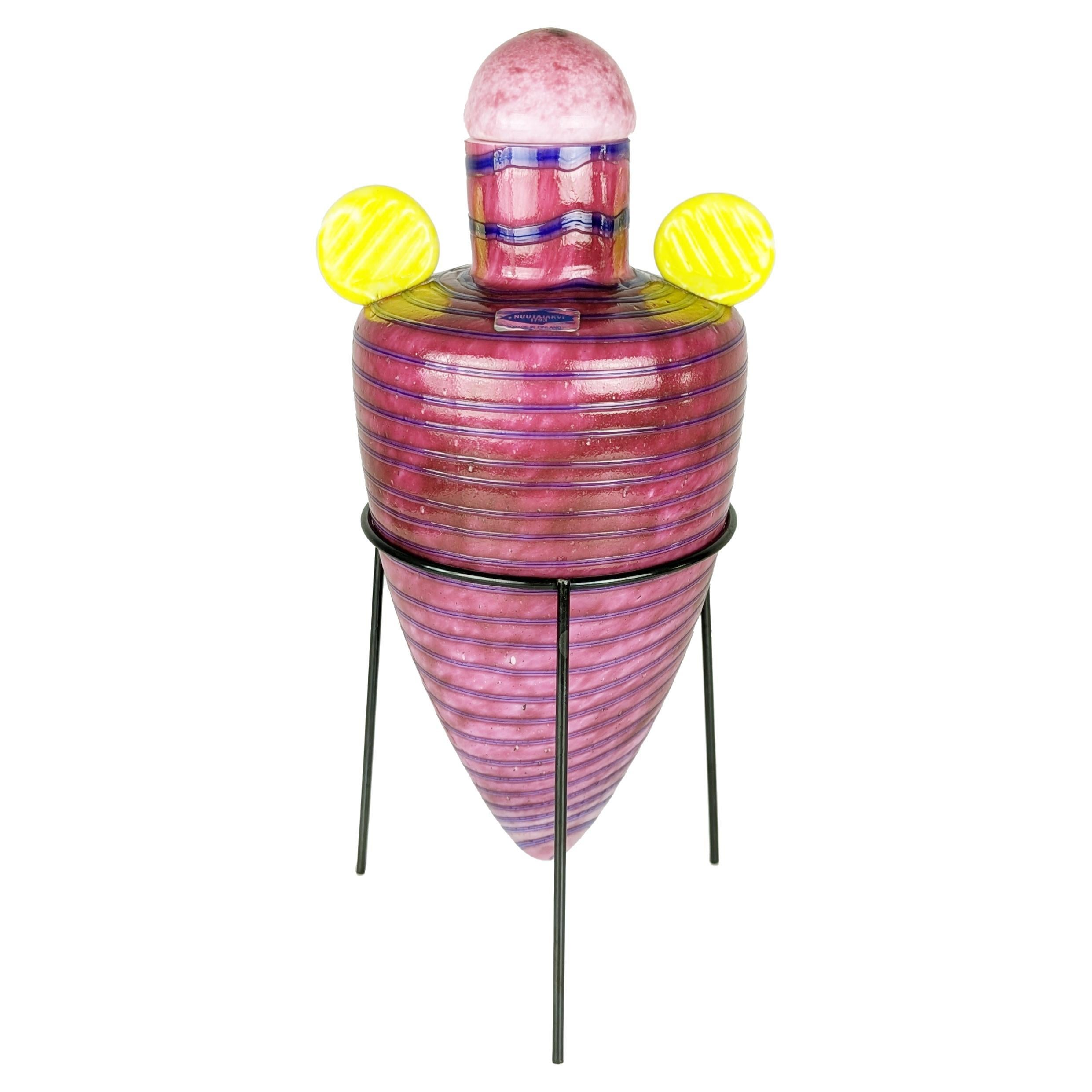 Vase en verre finlandais jaune et violet "Amphora" par Markku Salo pour Nuutajärvi, 1990
