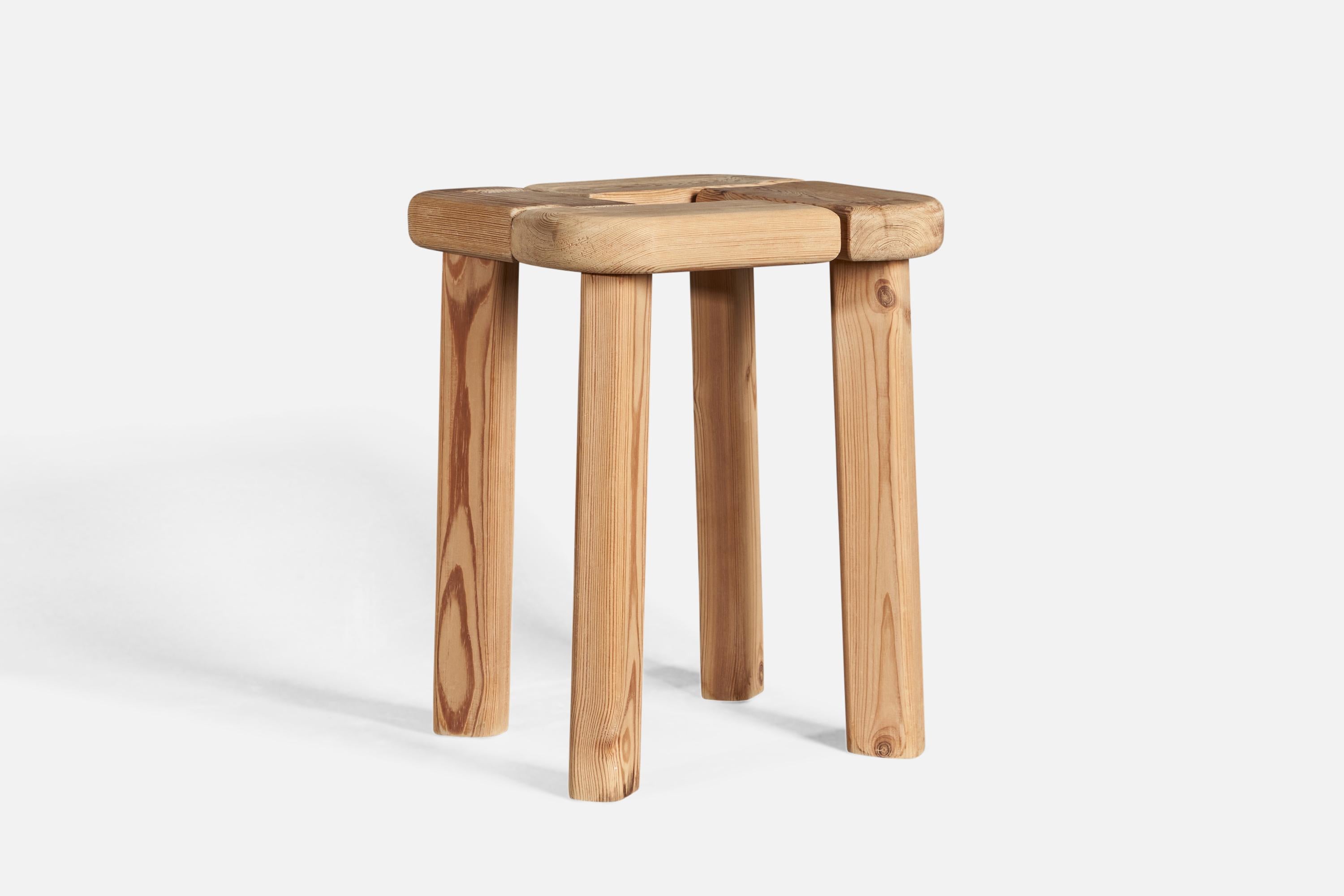 A pine stool designed and produced by Finnsauna, Finland, 1970s.