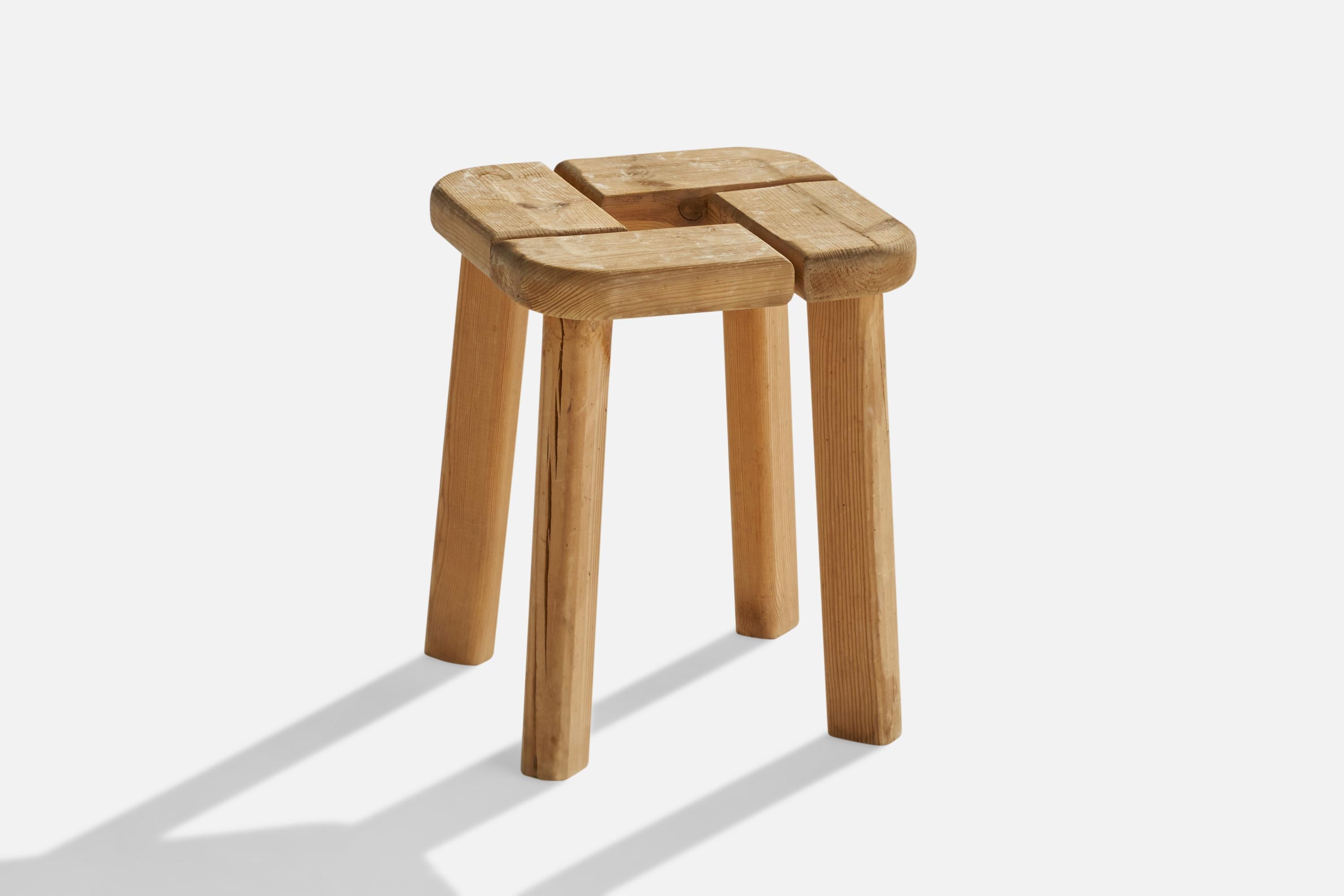 A pine stool designed and produced in Finland, c. 1970s.

seat height: 15.75