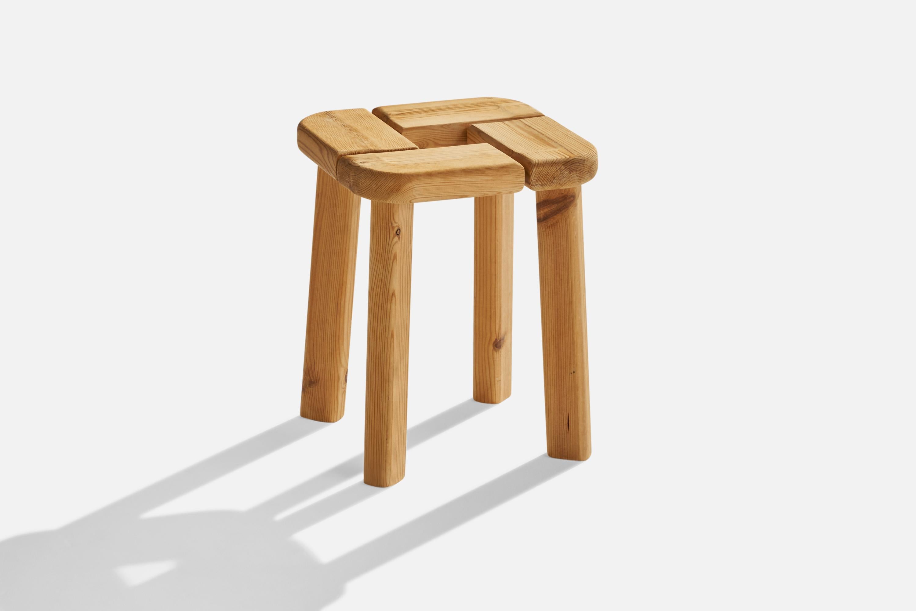 A pine stool designed and produced in Finland, c. 1970s.

seat height: 15.75