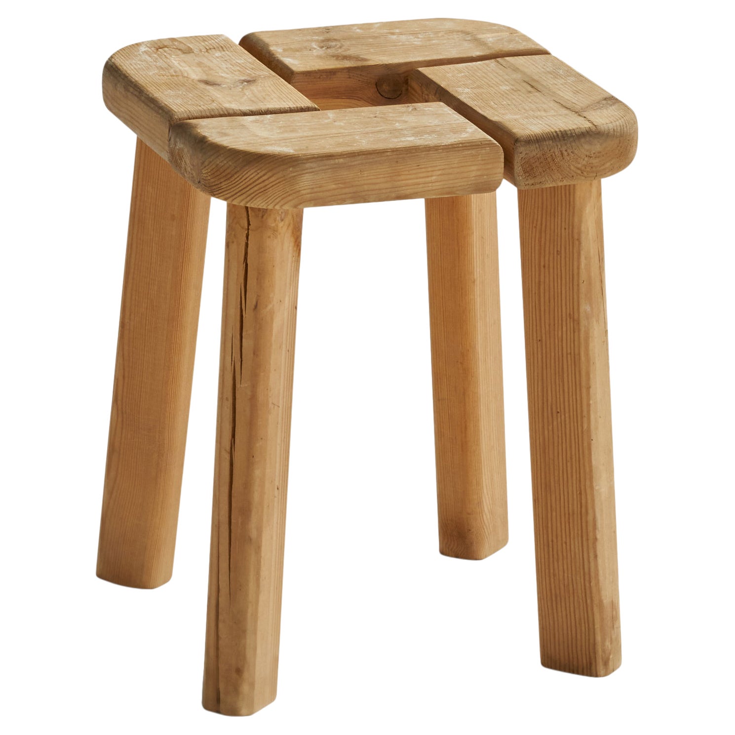 Finnischer Hocker, Kiefernholz, Finnland, 1970er Jahre