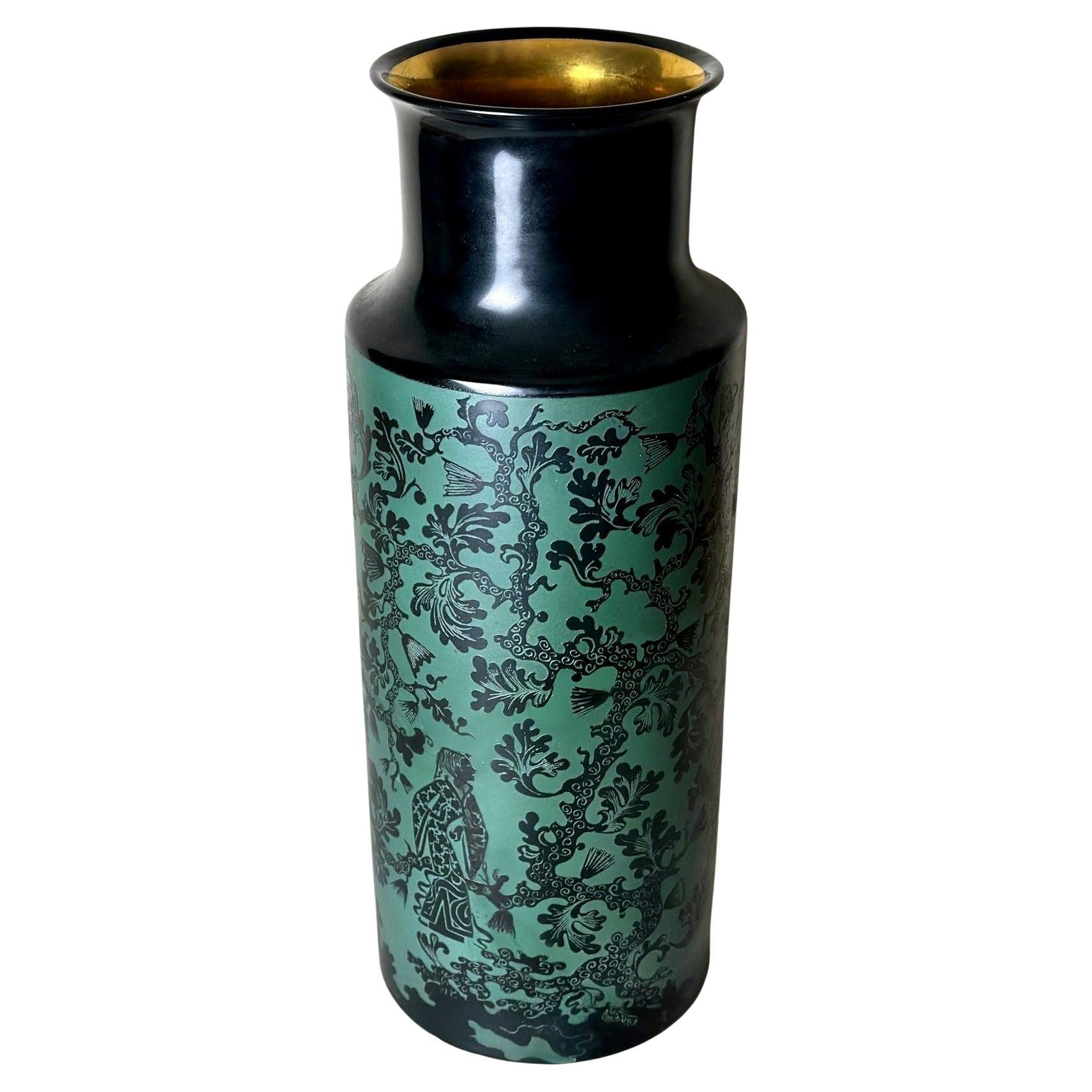 Finzi “Oro Zecchino” Decorated Ceramic Vase For Sale
