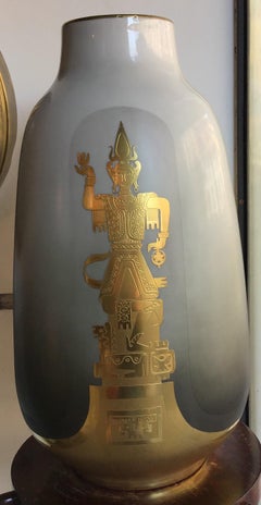 Finzi, Porcellani Vase 1950 Porcellan Gold, Italy
