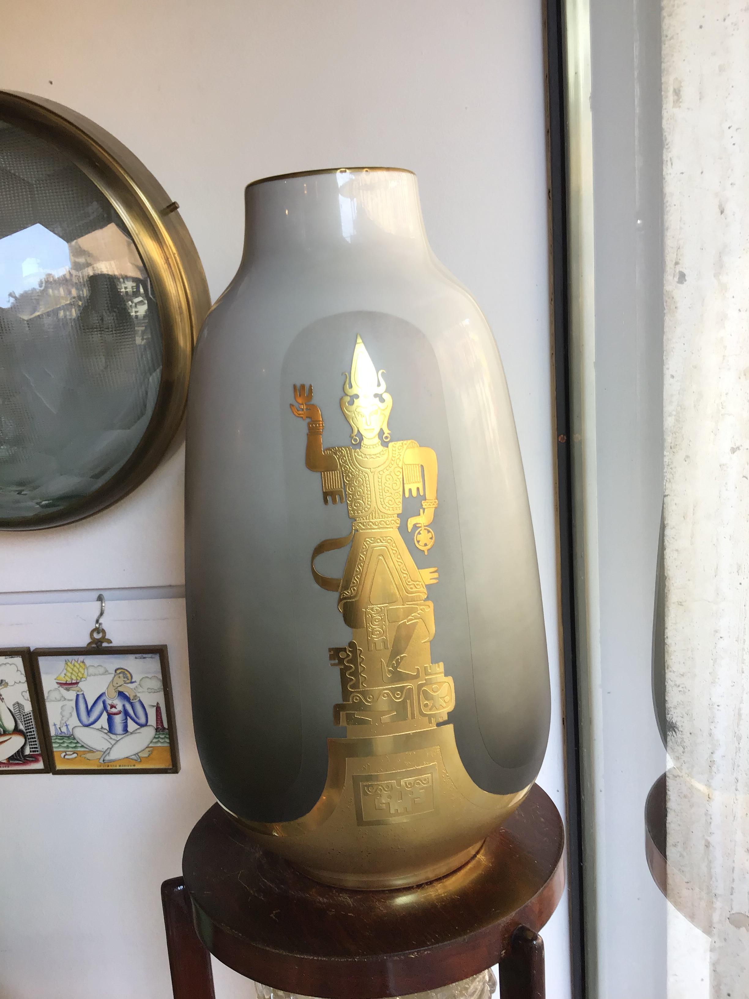 Finzi, Porcellani-Vase, 1950 Porzellan Gold, Italien (Sonstiges) im Angebot