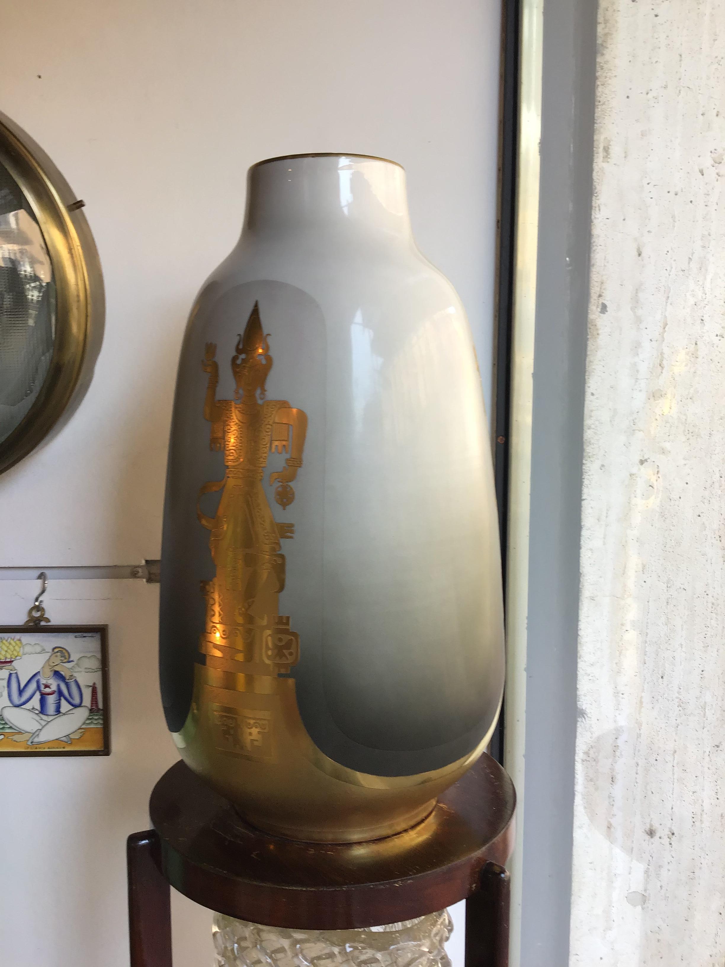 Finzi, Porcellani-Vase, 1950 Porzellan Gold, Italien im Angebot 1