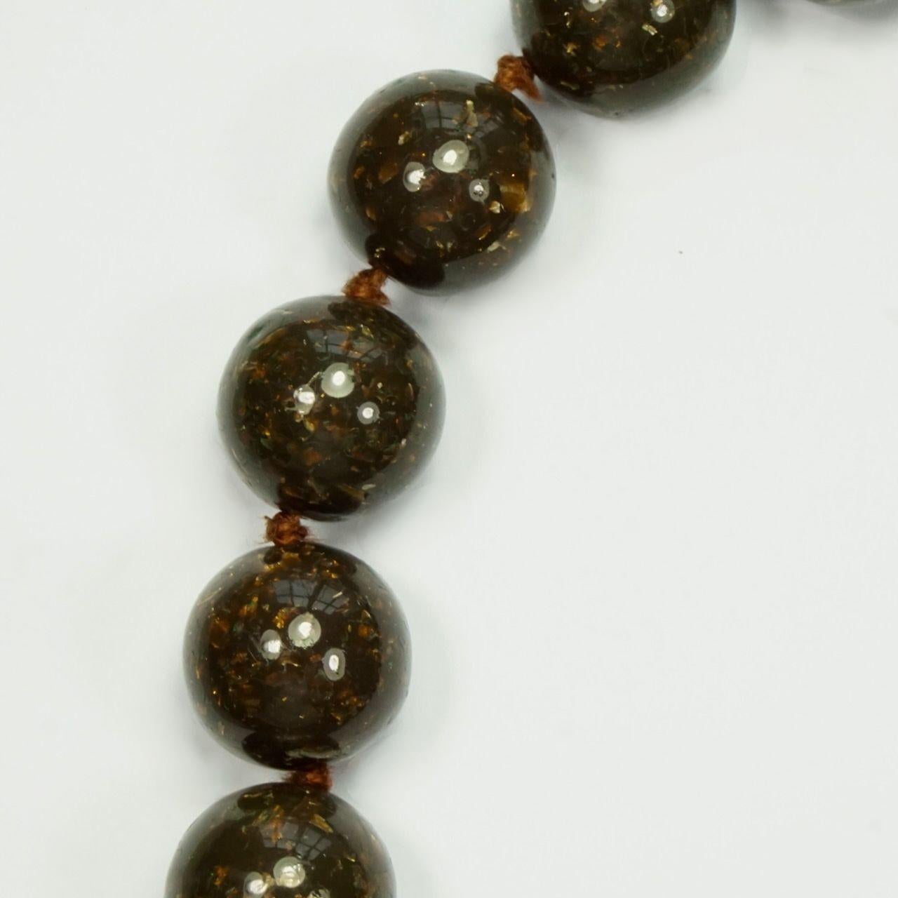 Fiocchi Italy Black Panther and Brown Resin Bead Necklace For Sale 4
