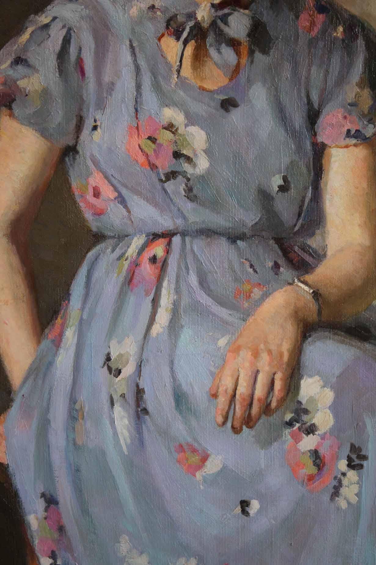 La femme en bleu - Réalisme Painting par Fiodr Baranovsky