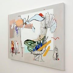 Una blancura pelúcida - Botánicos y formas en malva, zafiro, amarillo y verde