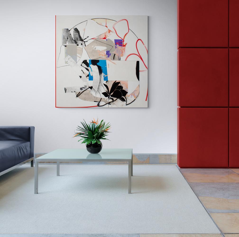 Un mundo traducido - grande, brillante, colorido, narrativo, acrílico sobre lienzo - Painting Abstracto de Fiona Ackerman