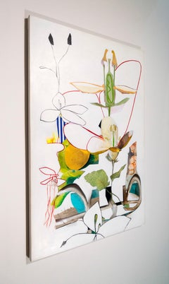 Cosmos - large, floral, narrative, abstract, still life, acrylic on canvas