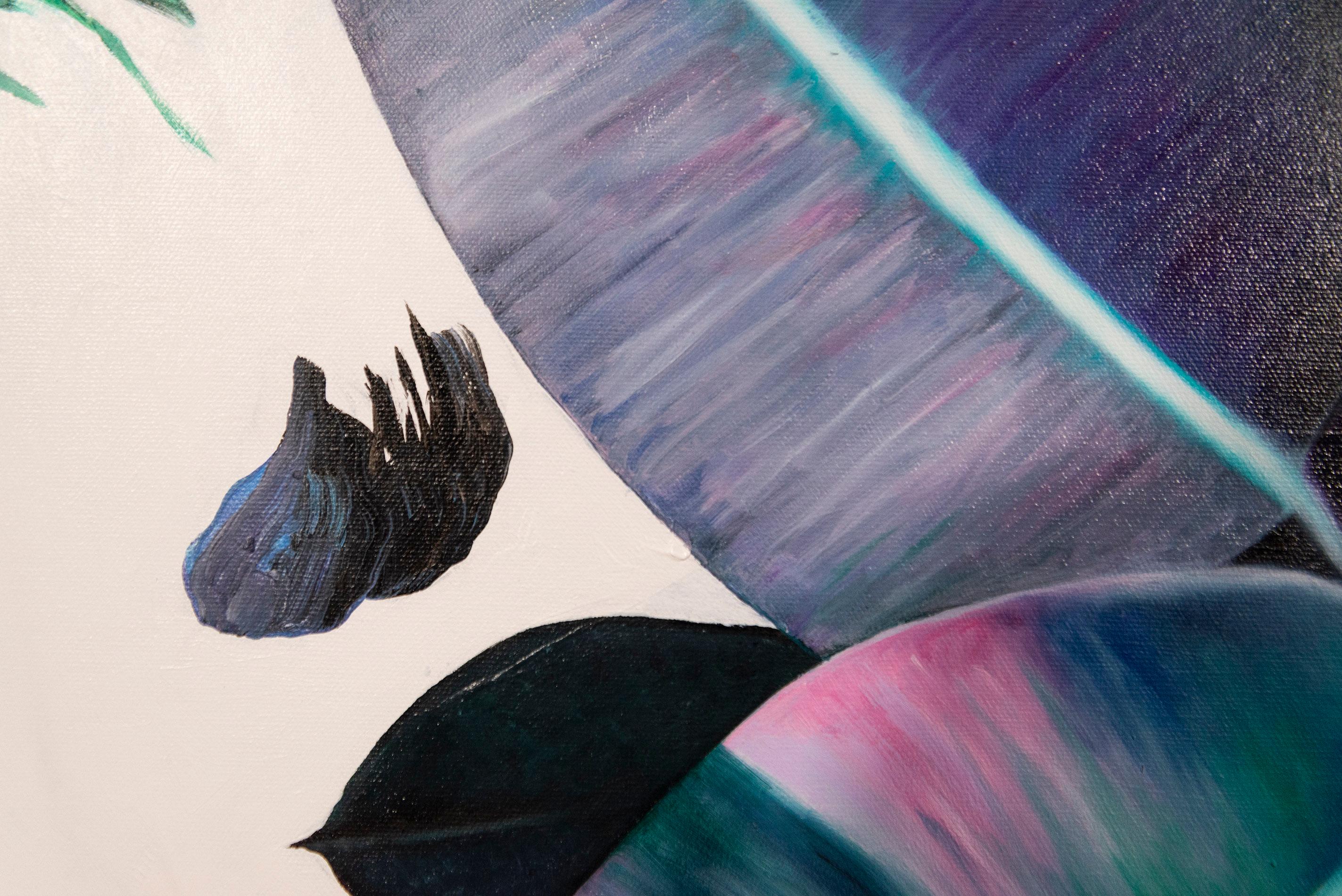 L'artista astratta Fiona Ackerman continua a ispirarsi alla bellezza sconcertante del mondo naturale. In questa rigogliosa e colorata composizione a tema botanico è presente il genere della famiglia delle piante ficus. Le opere dell'artista di