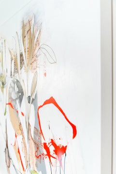 Une longue journée - vivante, narrative, aux motifs botaniques croisés, acrylique, huile sur toile