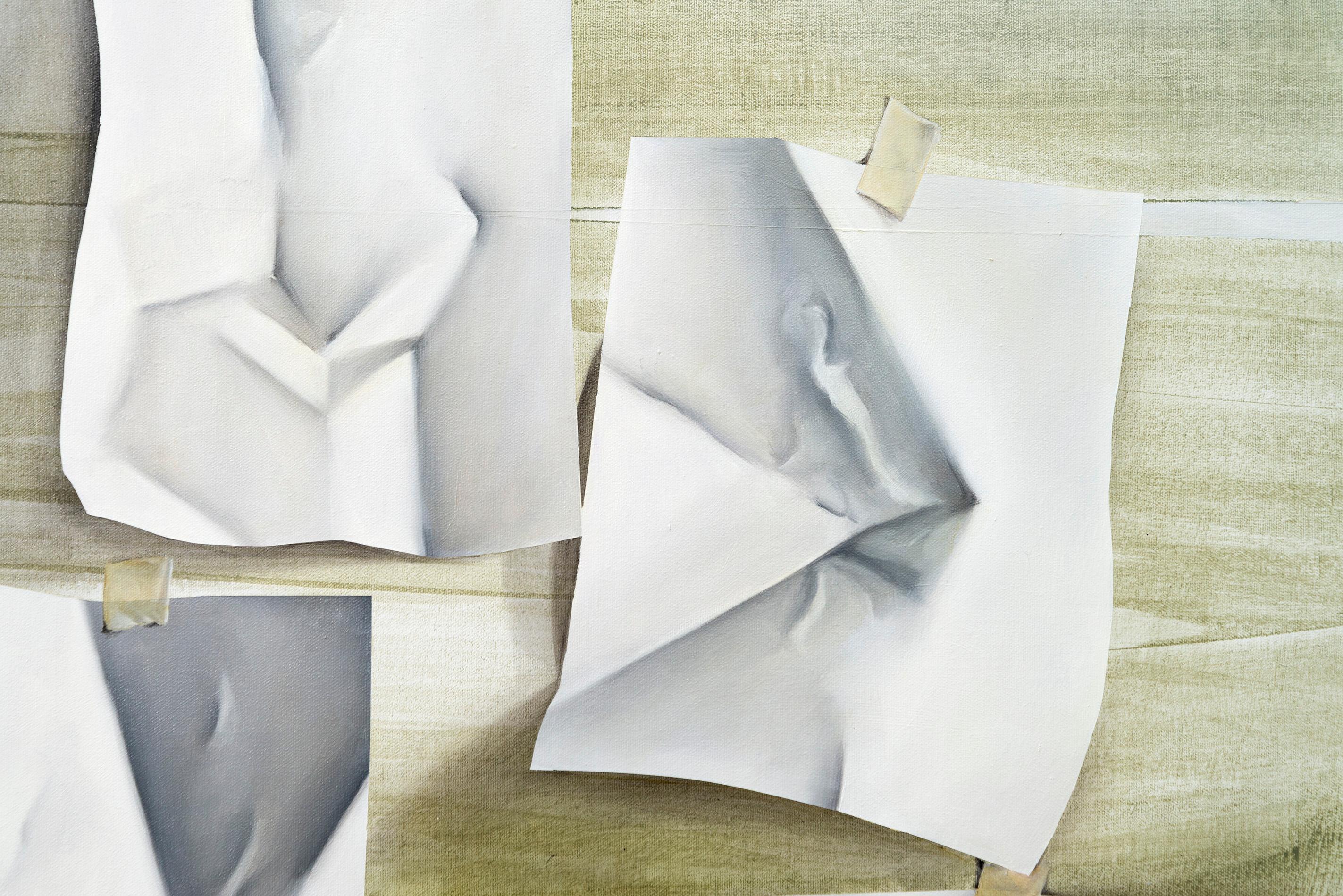 Paper Trail - contemporaneo, astratto figurativo, acrilico su tela - Painting di Fiona Ackerman