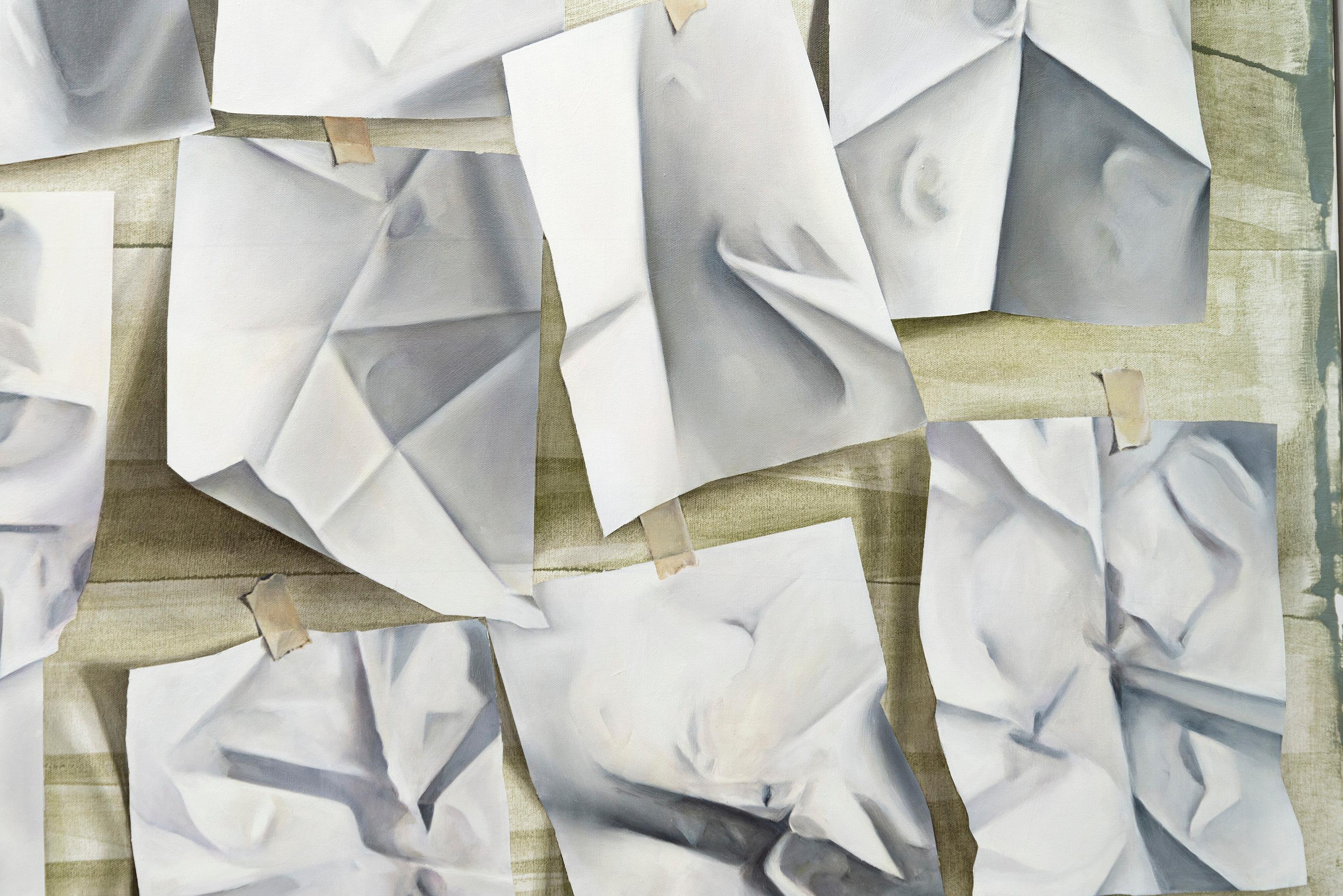 Paper Trail - contemporaneo, astratto figurativo, acrilico su tela - Painting Astratto di Fiona Ackerman