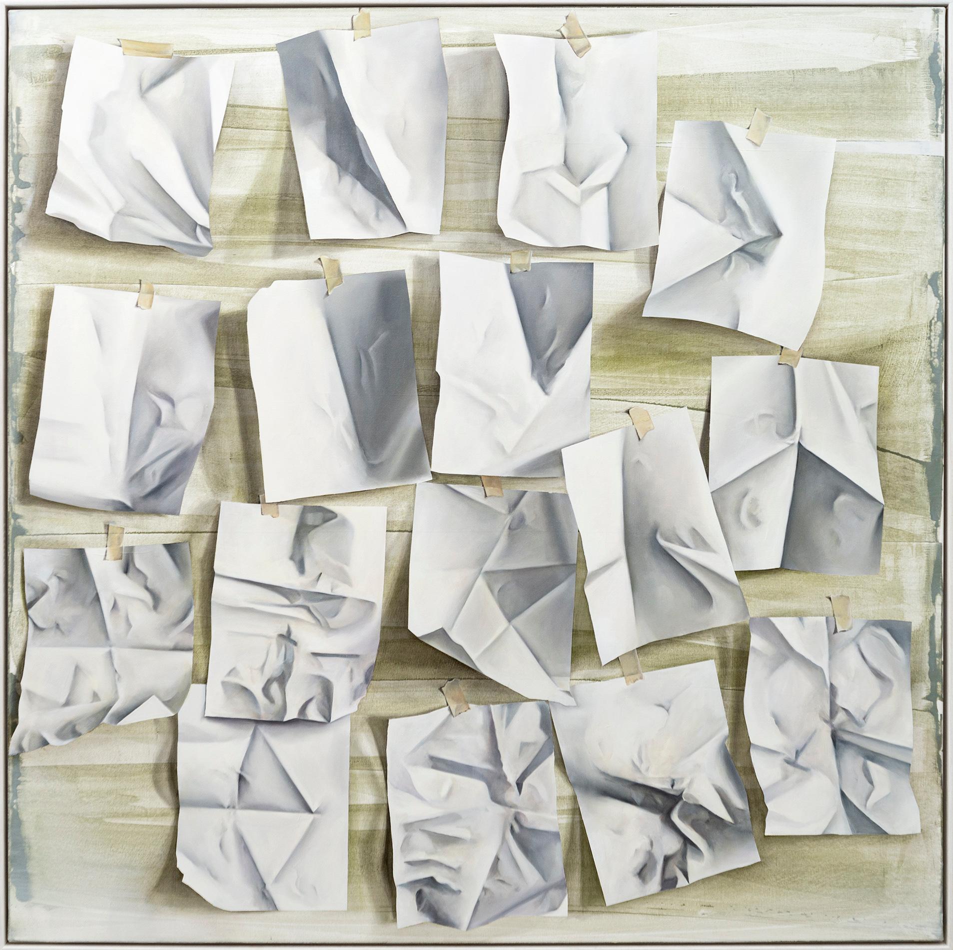 Paper Trail - zeitgenössisch, abstrakt figurativ, Acryl auf Leinwand