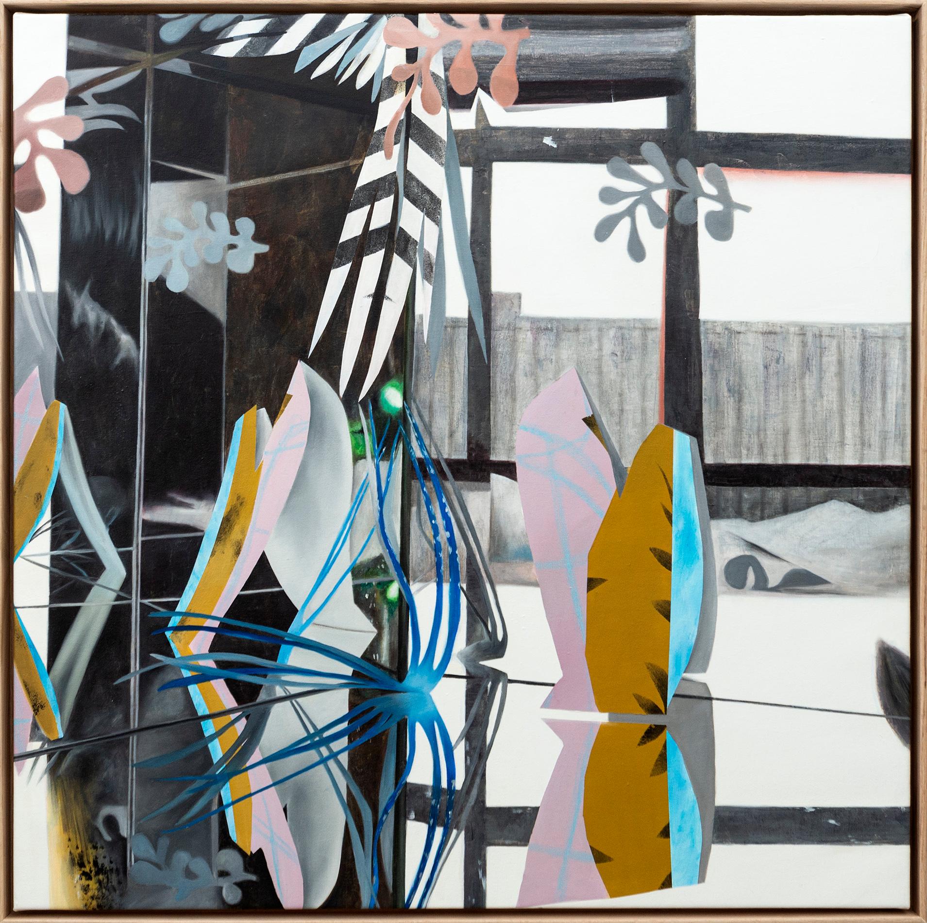 Still-Life Painting de Fiona Ackerman - Studio Garden - contemporáneo, abstracto, floral, bodegón, acrílico sobre lienzo