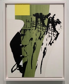 "Tree, " Contemporary, Abstract, Screen print, Green, Yellow, and Black, Painting