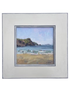 Swimming at Traeth Llyfn by Fiona Carver, Seascape, Cornwall, Coastal Art