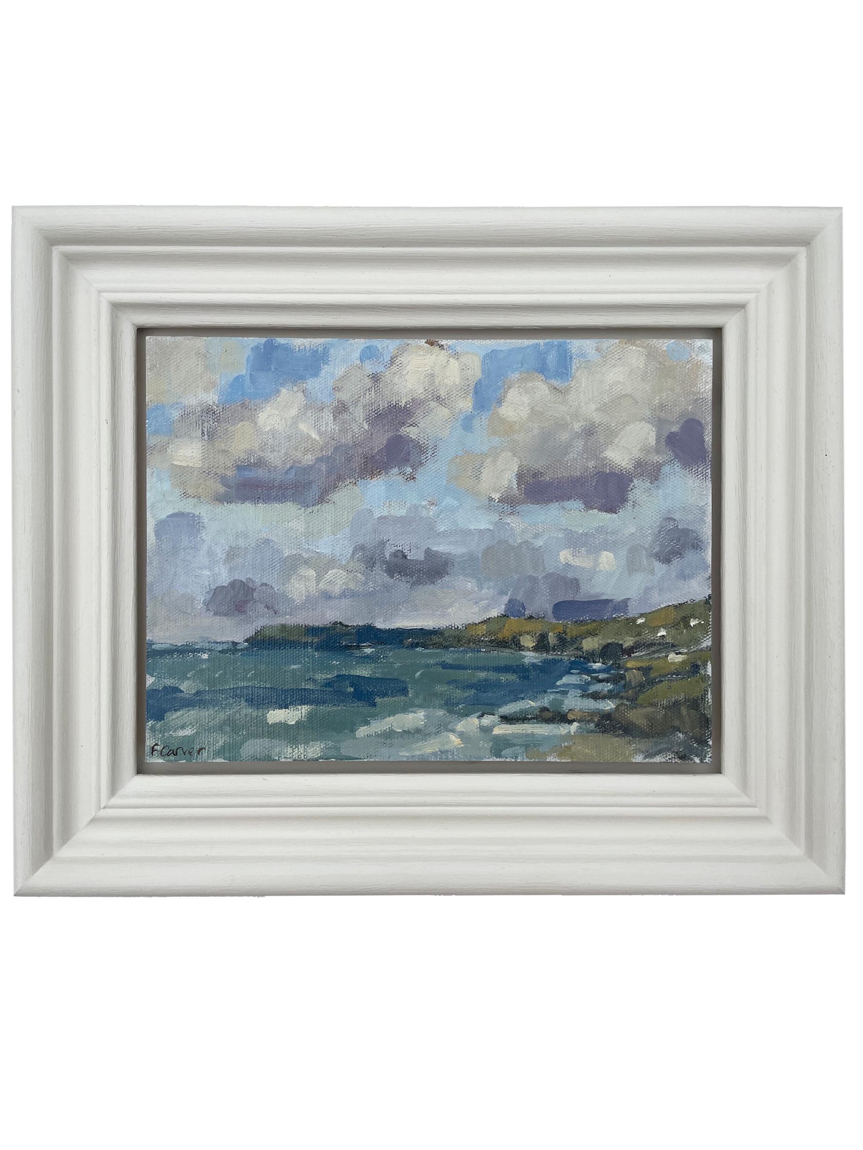 Fiona Carver Landscape Painting - Autumn Clouds over the Headland 