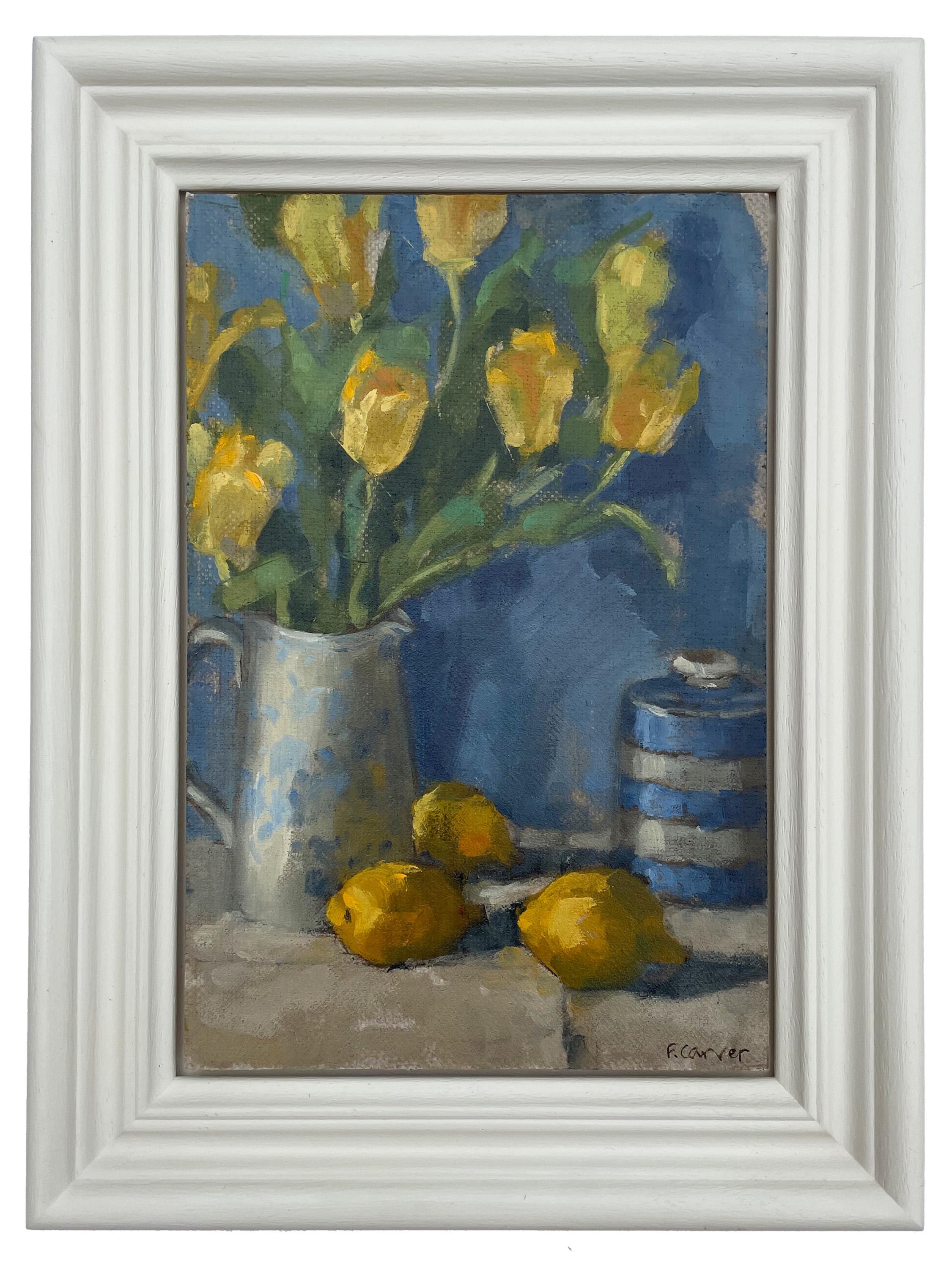 Fiona Carver, Tulipanes y limones, Pintura original de bodegón, Arte de estilo clásico en venta 2