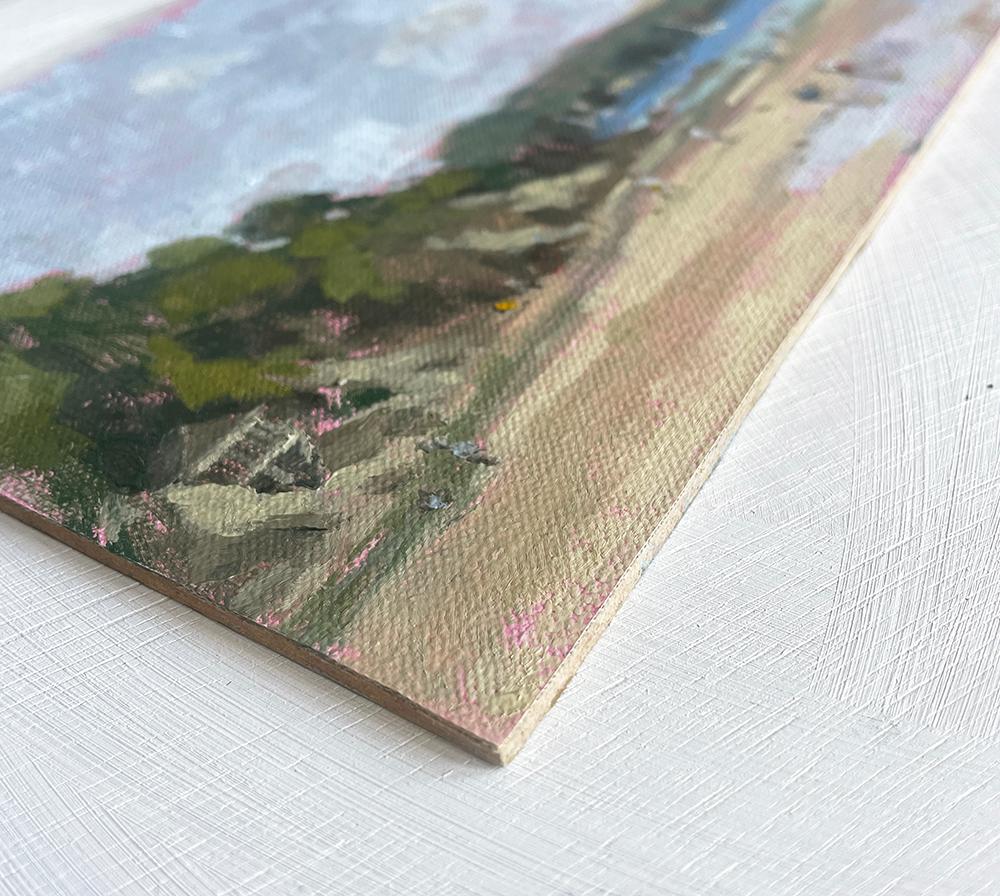 Salcombe, Día de verano en North Sands, Pintura original, Paisaje, paisaje marino - Painting de Fiona Carver