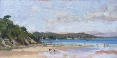 Salcombe, Día de verano en North Sands, Pintura original, Paisaje, paisaje marino