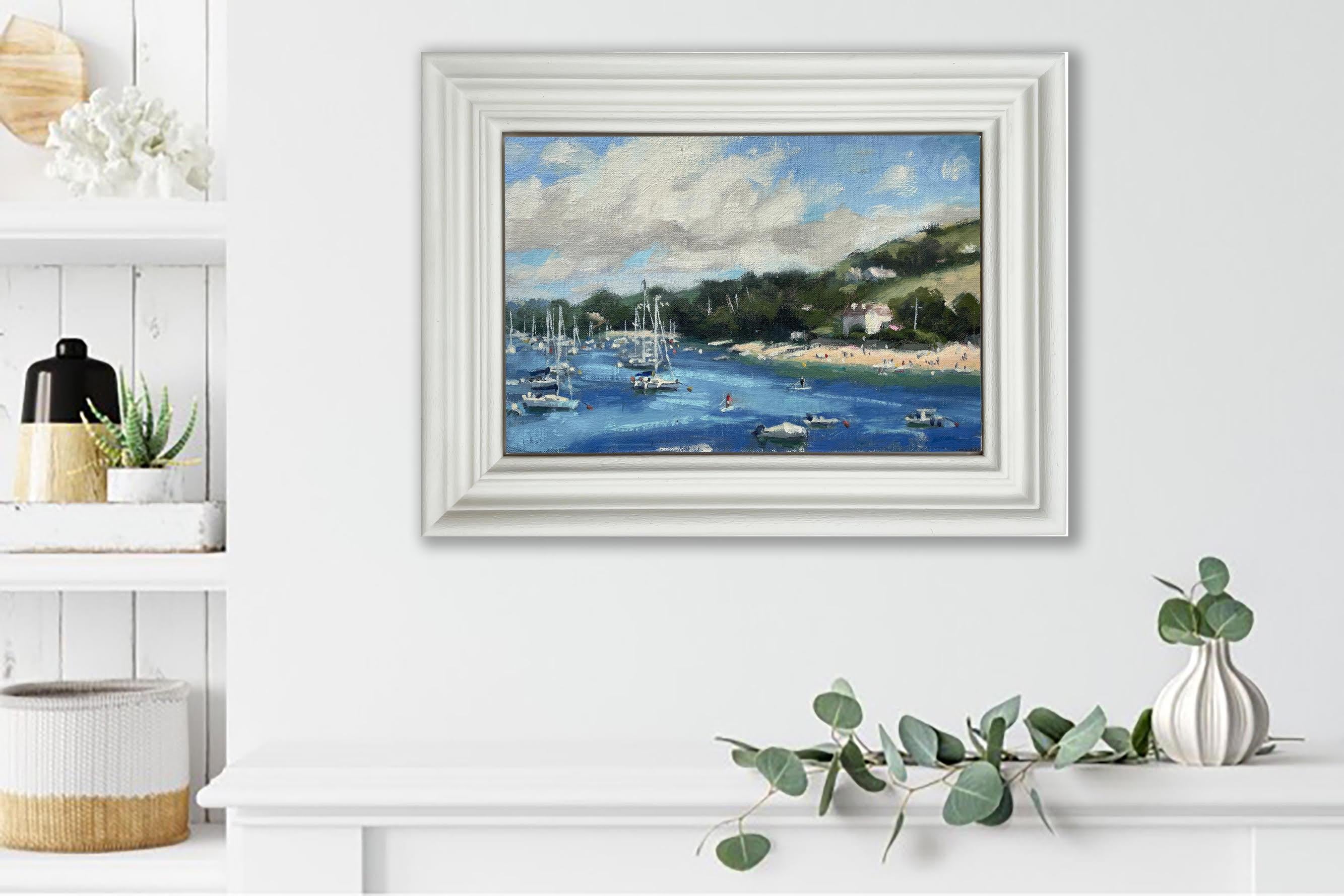 Summer in Salcombe, Original painting, Framed oil painting, Seascape, Coastal - Painting by Fiona Carver